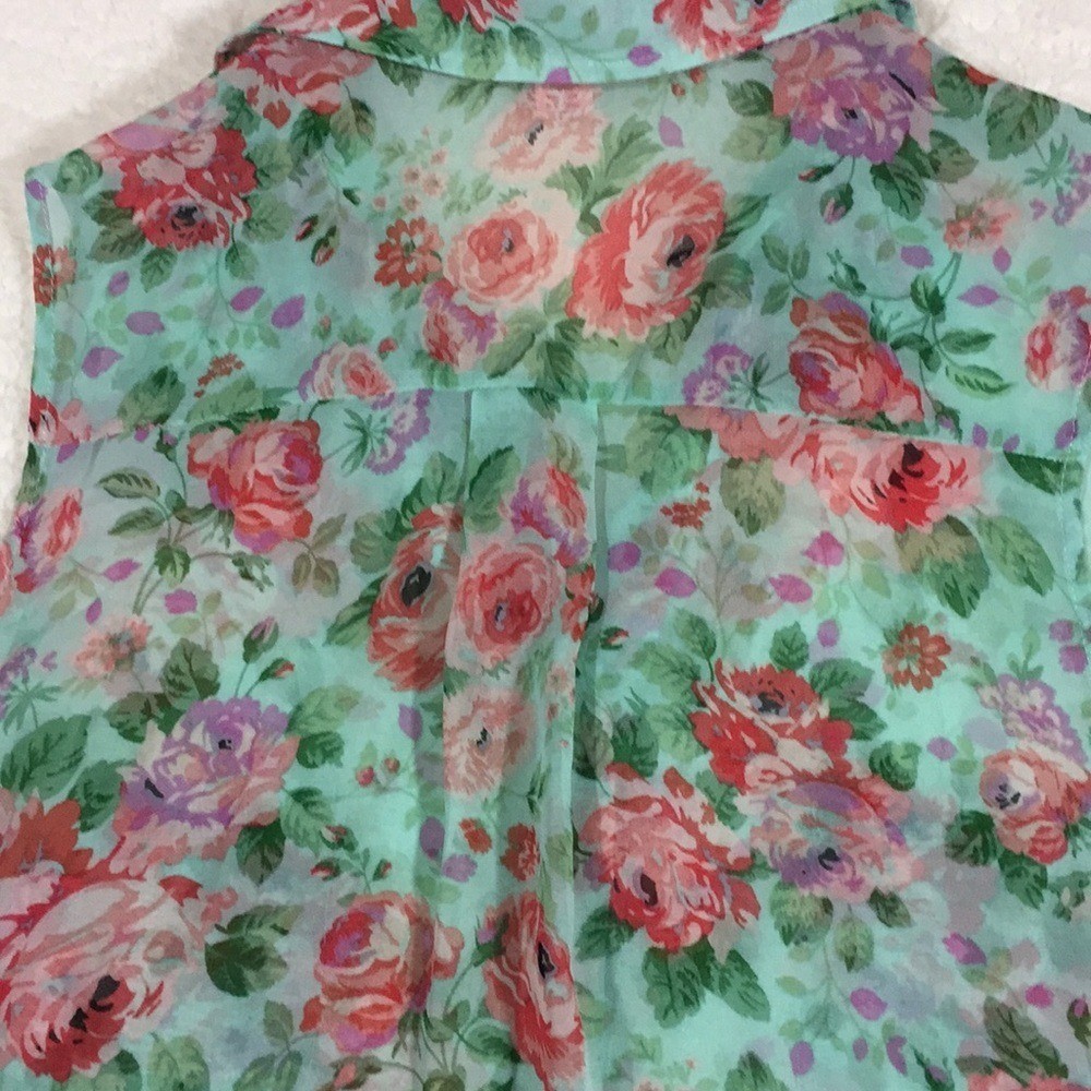 Ambiance Semi Sheer Floral Sleeveless Top Size L