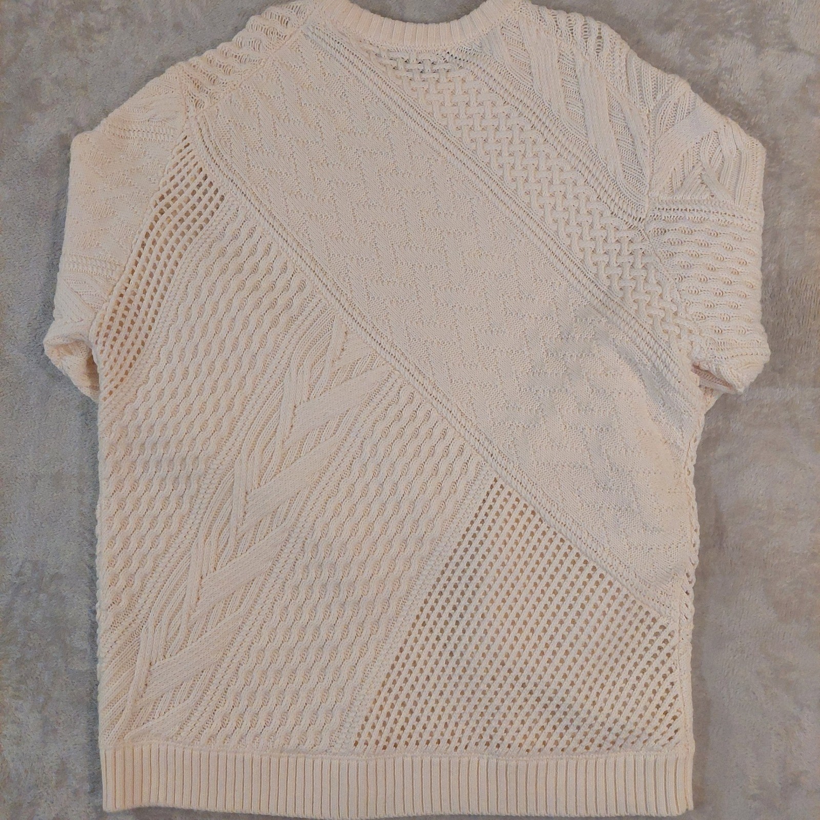Murano Mens Cream Cable Knit Merino Wool Blend Sweater XL Inflorescence