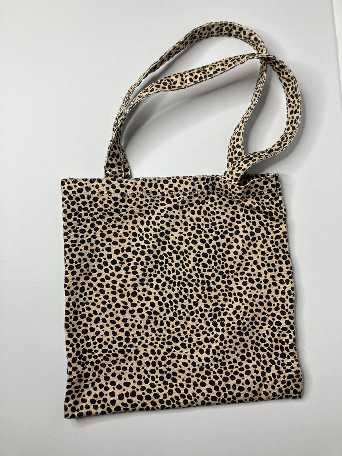 Kate Spade New York Leopard Print Cotton Canvas Tote Bag Beige Black Open Top