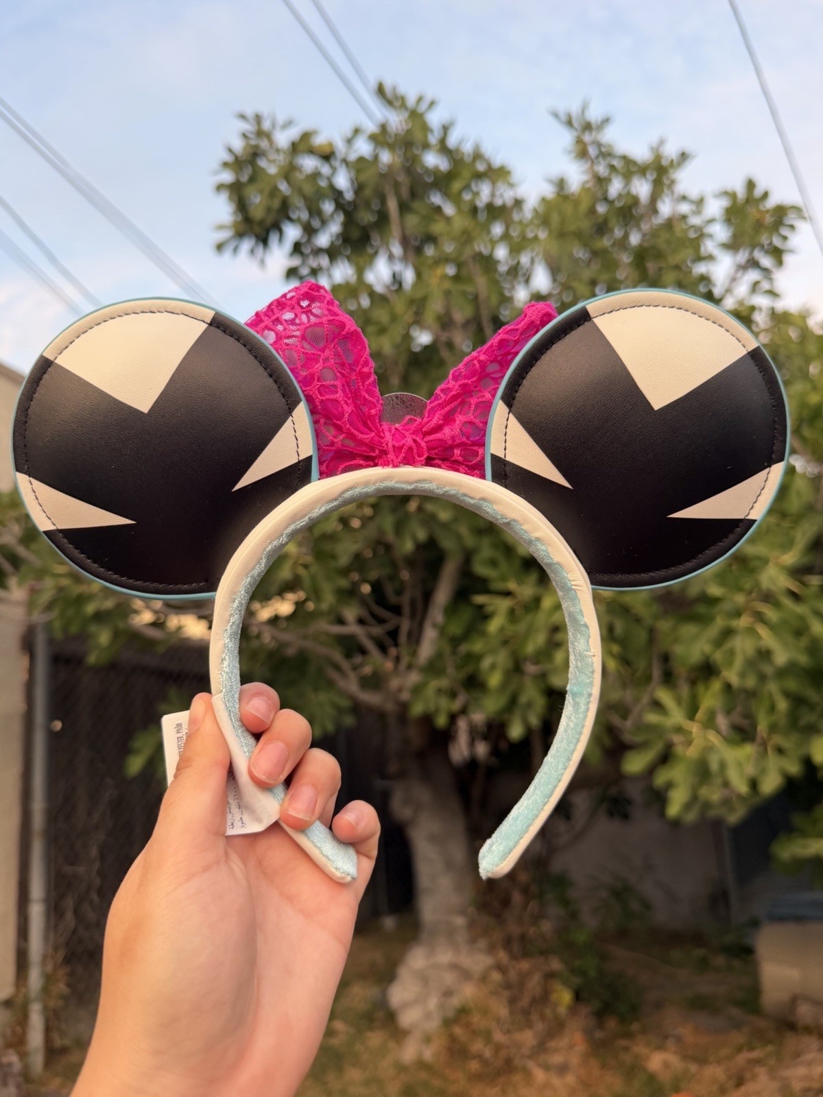 Spider-Man Mouse Ears Headband Padded Black Pink Bow Women’s Fabric Plastic