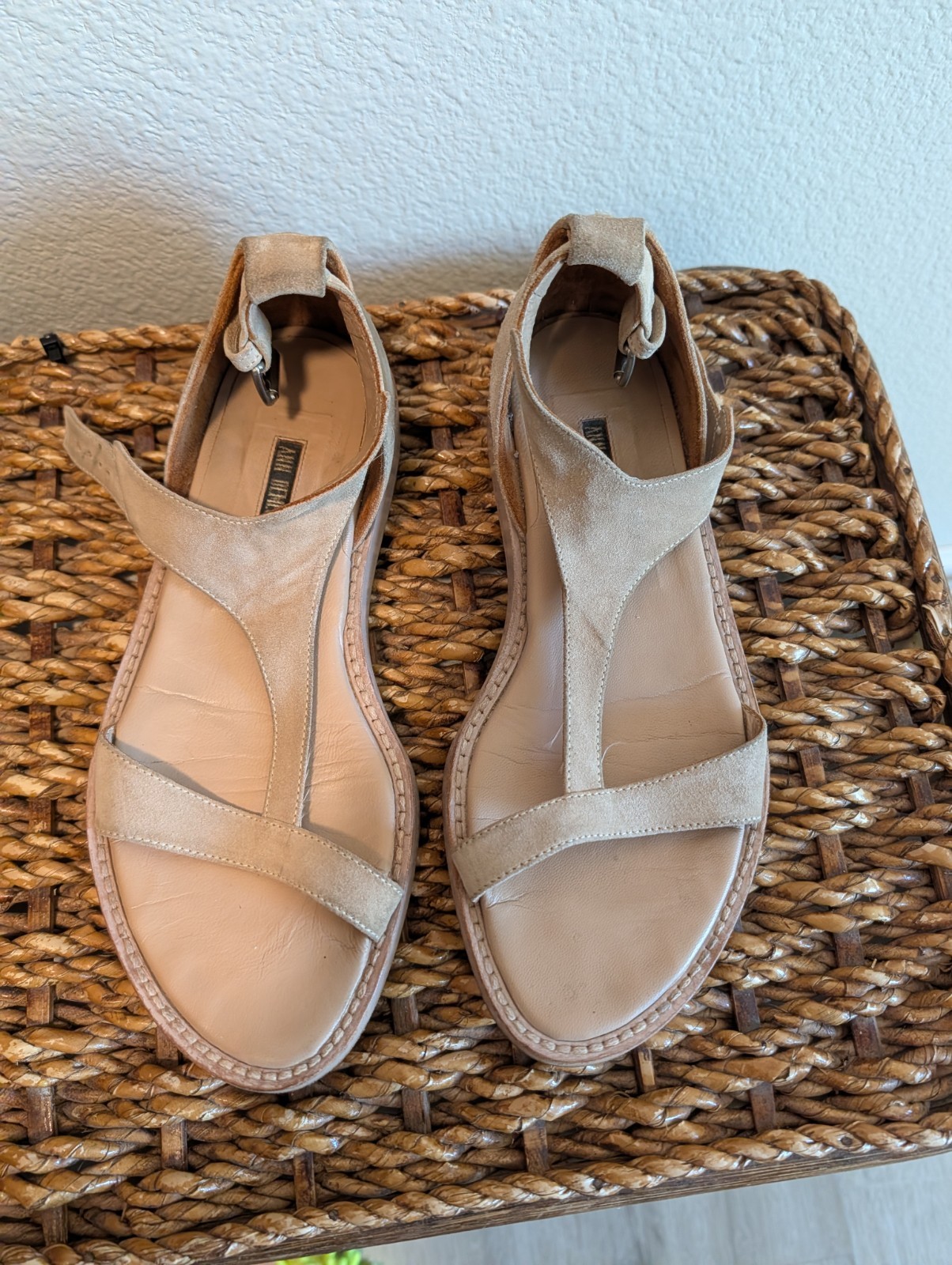 Ann Demeulemeester 36 1/2 Beige Leather Sandals Made In Italy
