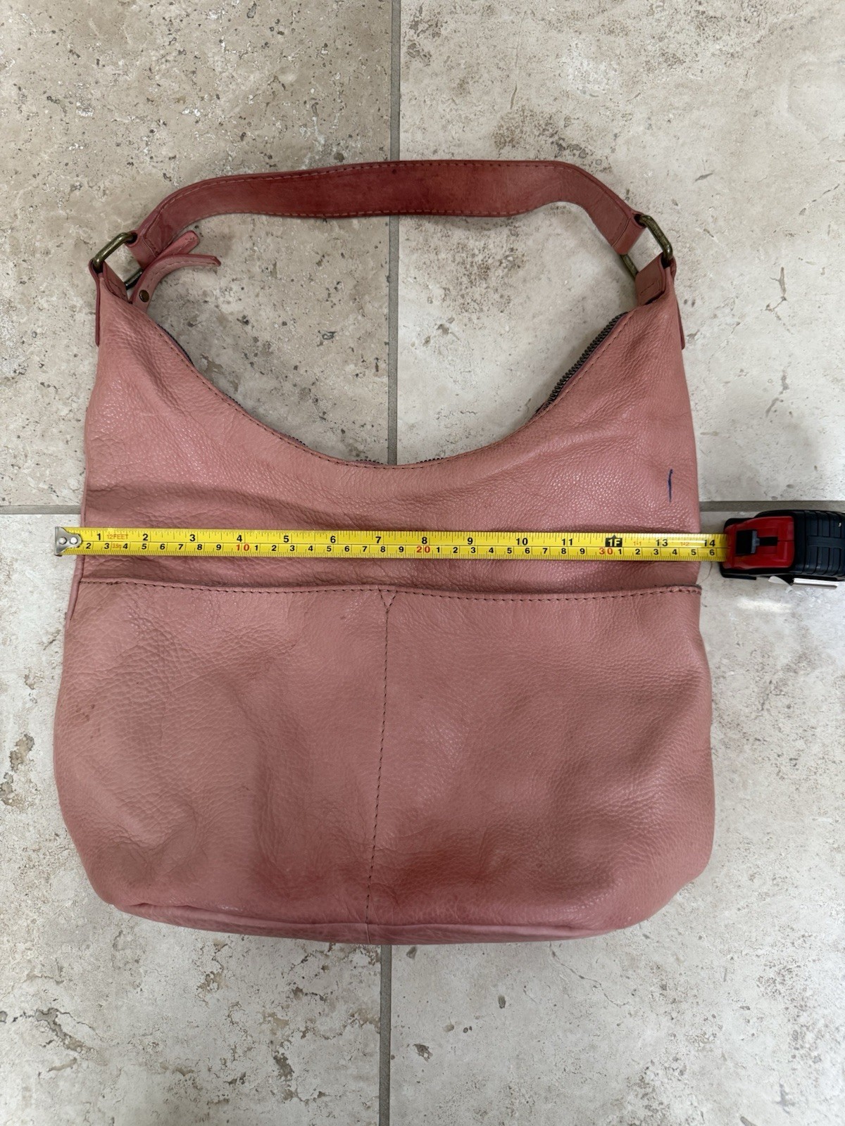 American Leather Co Shoulder Leather Handbag Pink 10×14 Vintage Good Condition