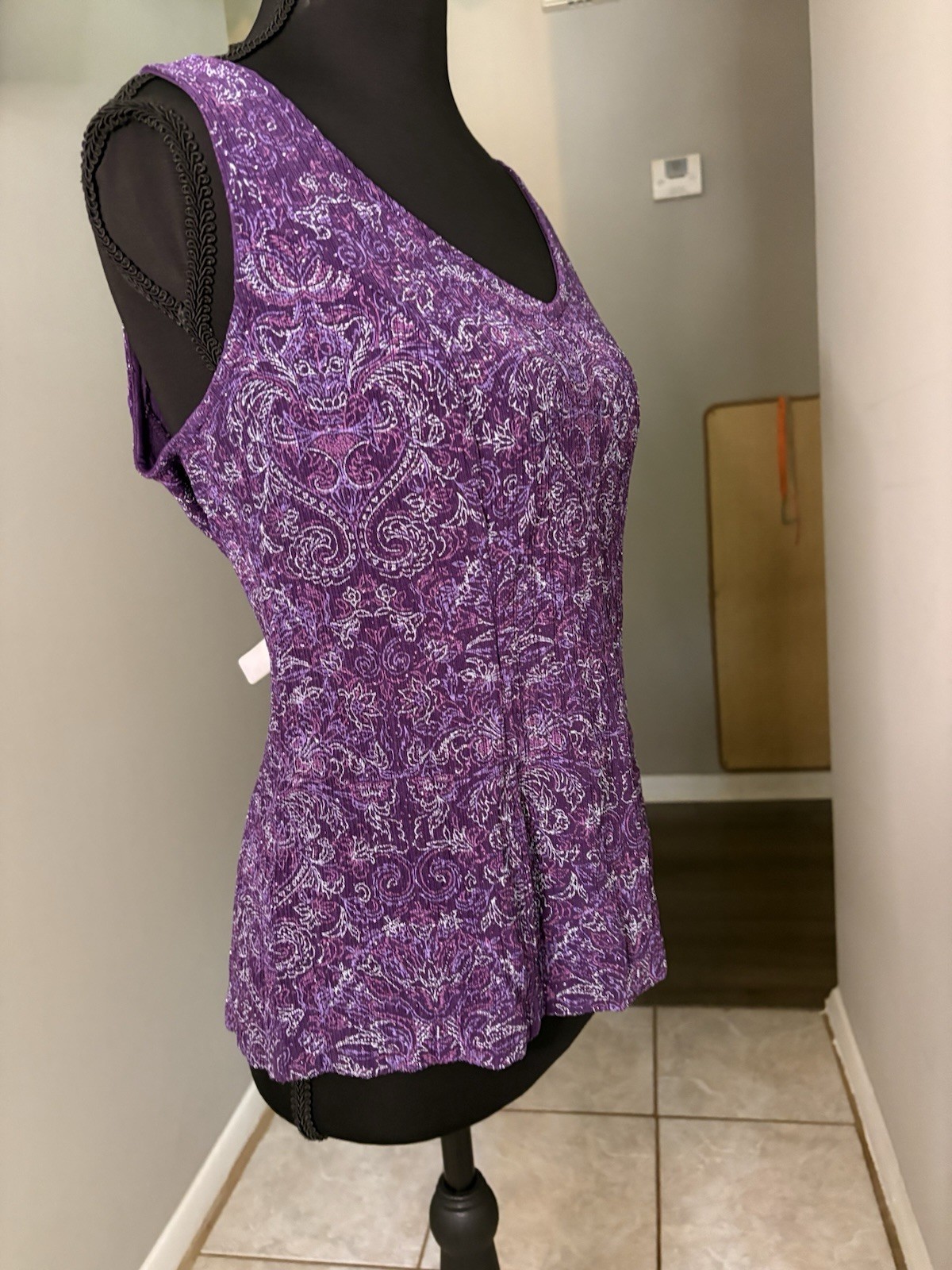 Y2K Whimsygoth Alex Evenings Purple Paisley Tank W Purple Sparkles