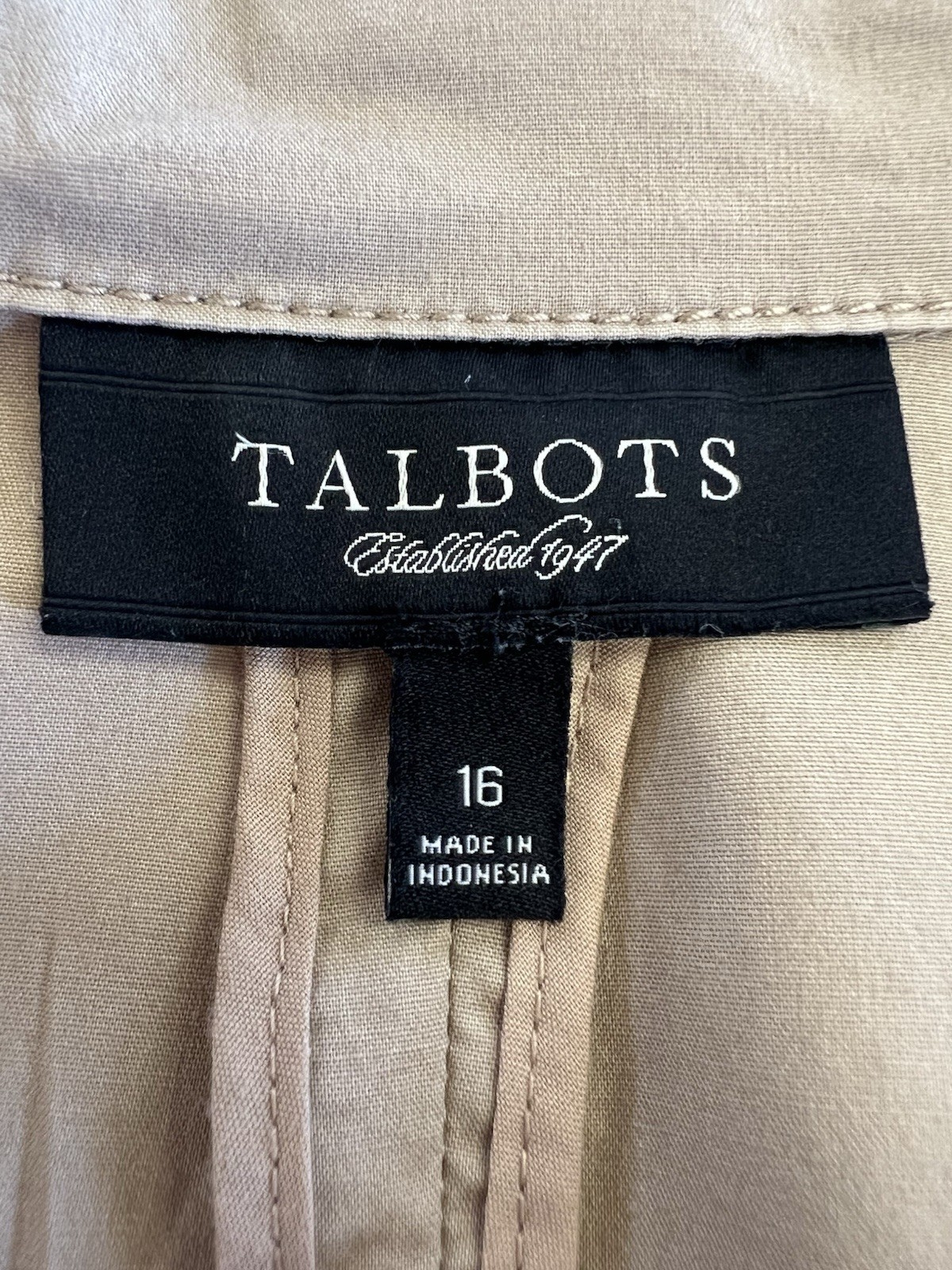Talbots safari jacket womens size 16 in tan