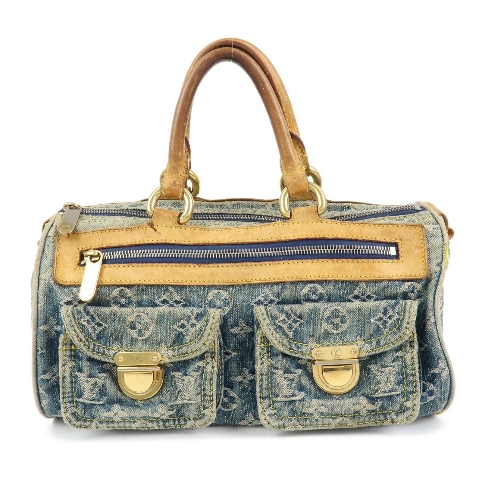 Louis Vuitton Monogram Denim Neo Speedy Boston Bag Blue M95019 Auth Used F/S