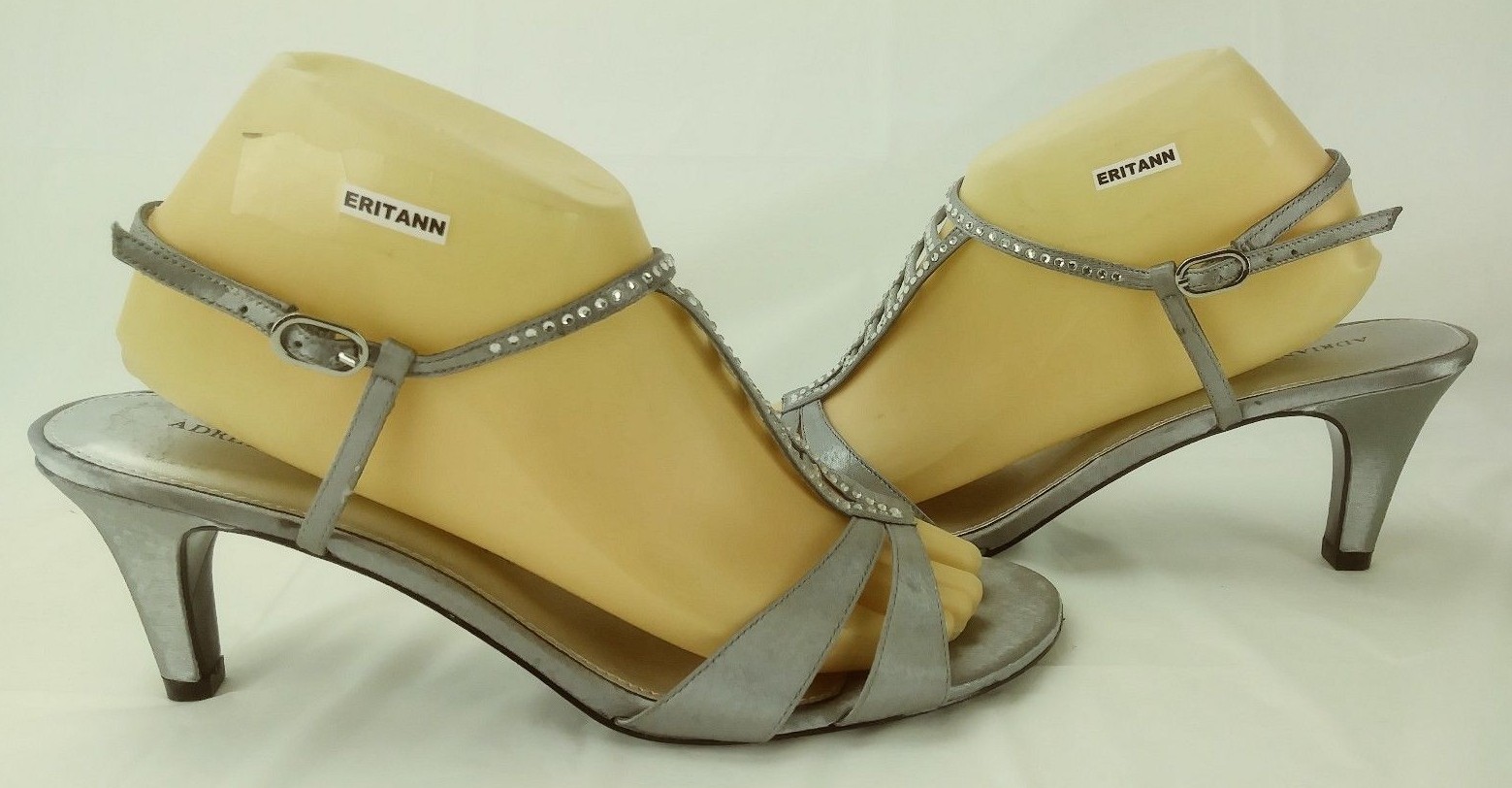 Adrianna Papell Boutique Wos Heels US 10 M silver Fabric crystal wedding 2641