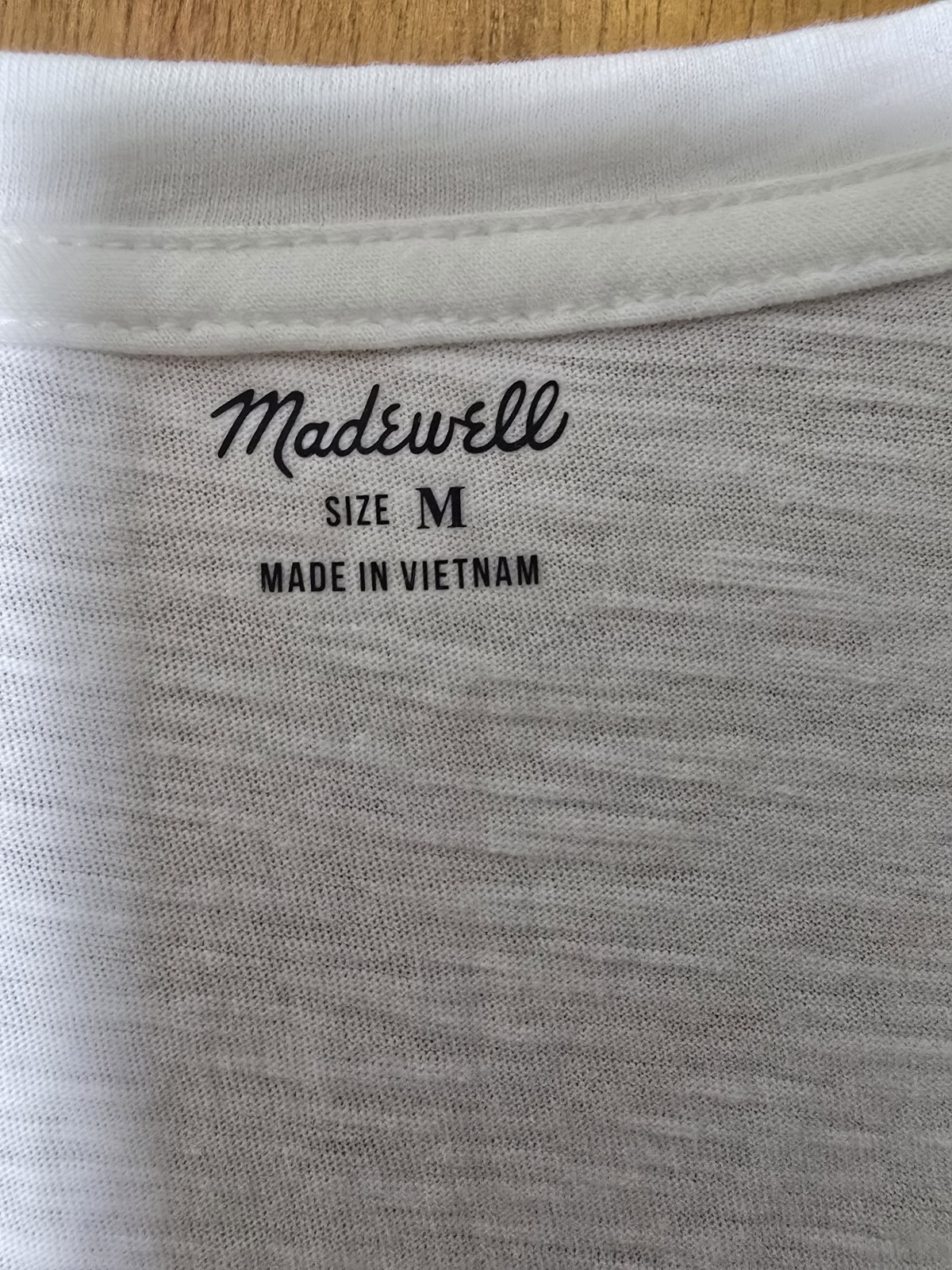 Madewell Tank Top Womens Medium White V Neck Organic Cotton Sleeveless MD045