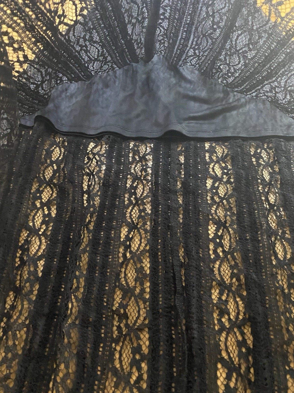 NWT Xhilaration Black Lace Strapless Maxi Dress Size S Smocked High Low Boho