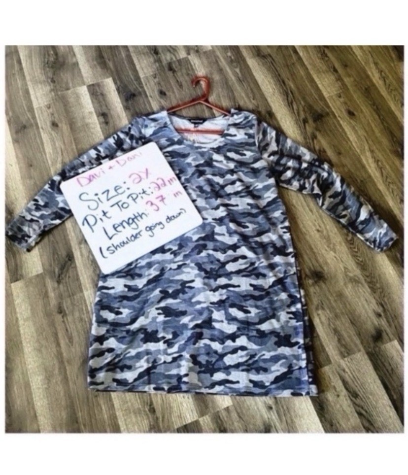 Davi & Dani Boutique Camo Sweater Dress Size 2X New!