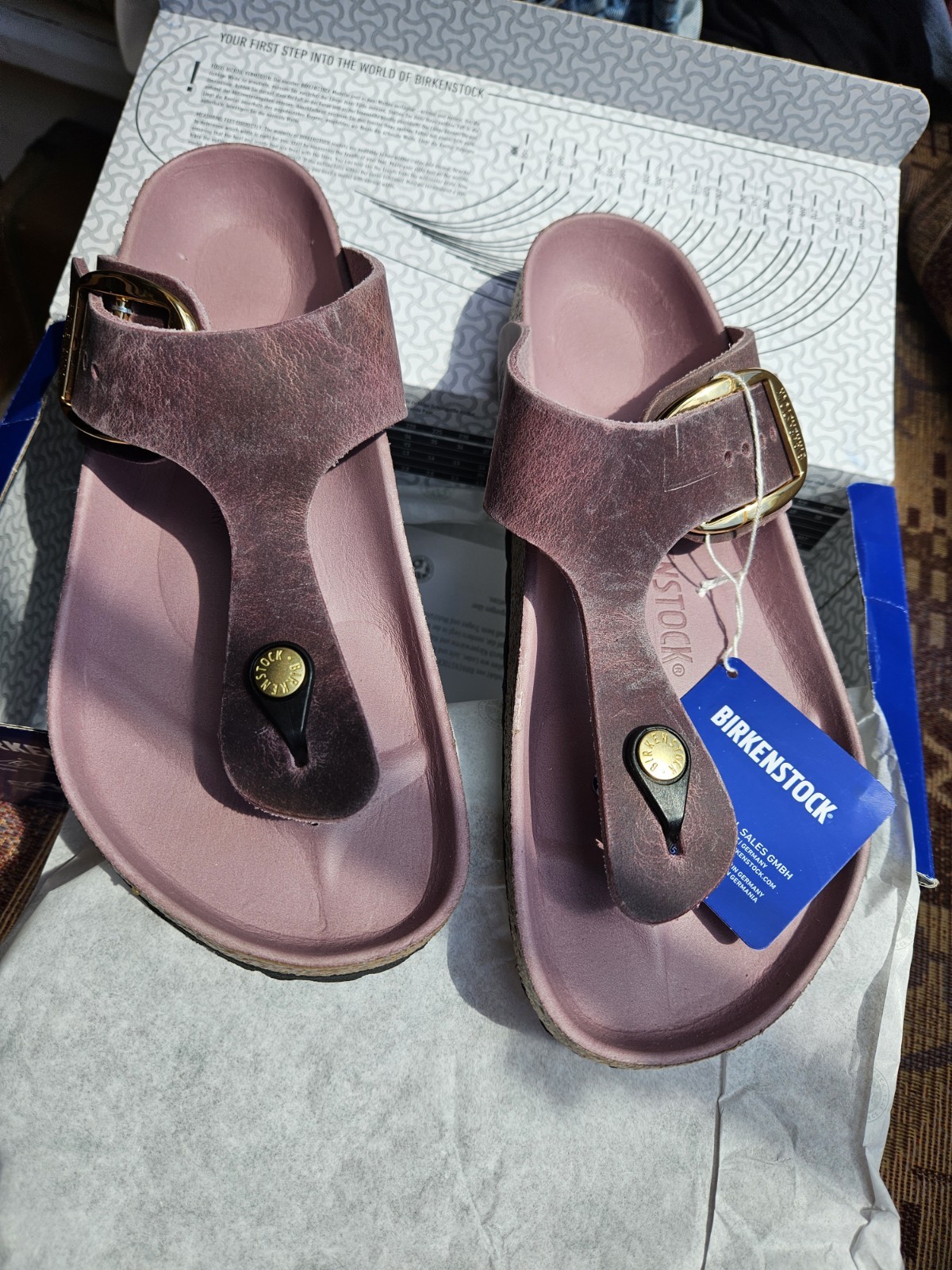 Birkenstock Gizeh Big Buckle Oiled Leather Color Lavender Size 39 Regular Wide