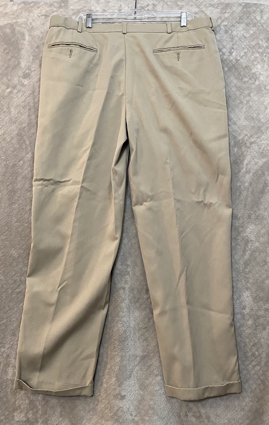 George Mens 38X32 Pleated Chino Pants Barley Tan Cuffed Khaki Trousers
