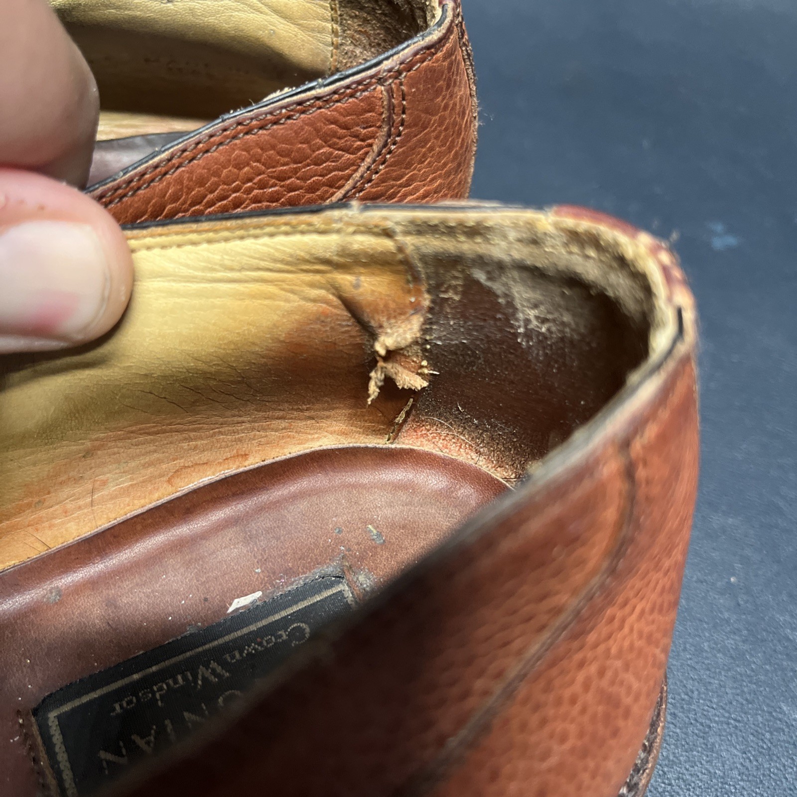 BOSTONIAN CROWN WINDSOR Split Toe Pebble Grain Brown Size 10.5 D, Made in Italy!