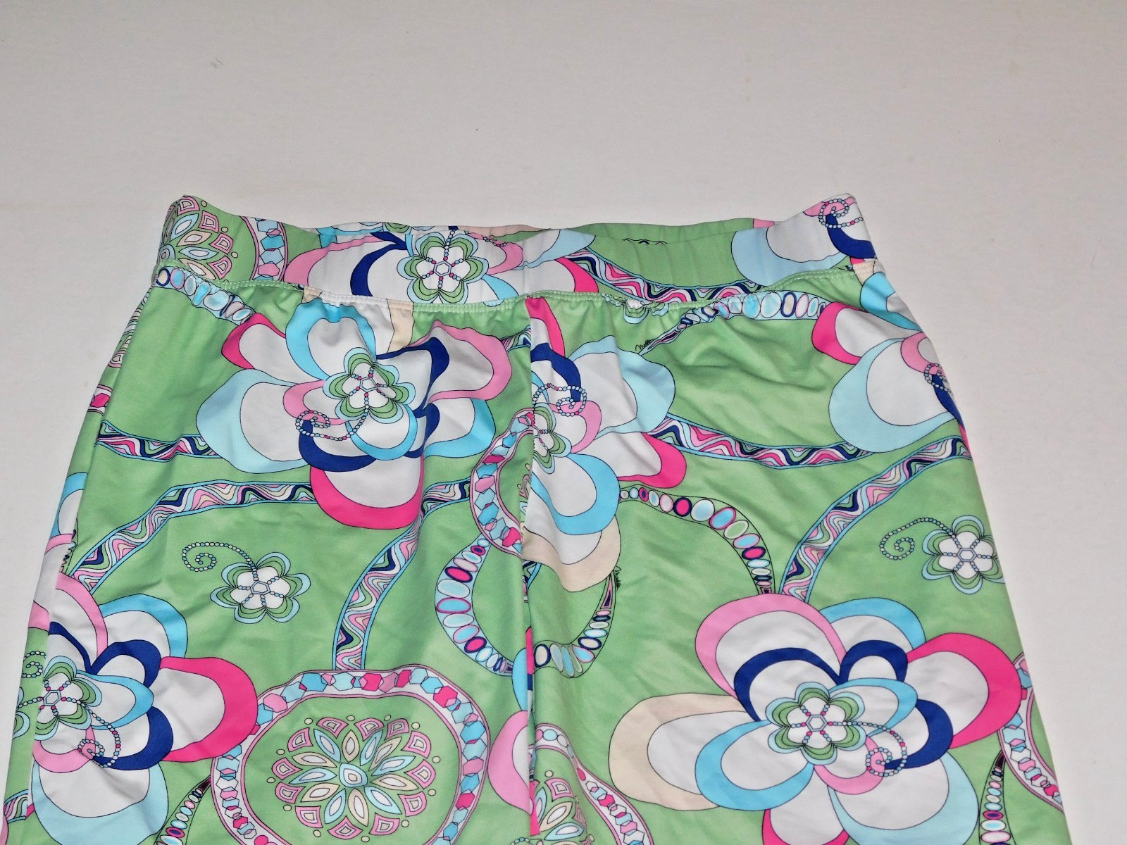 Melly M Size L Multicolor Stretch Nylon Span Knit Elastic Waist Womens Pant