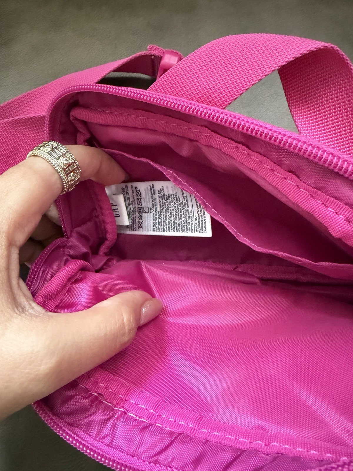 Pink Small Crossbody Bag Zip Closure Adjustable Strap Solid Rectangle Casual