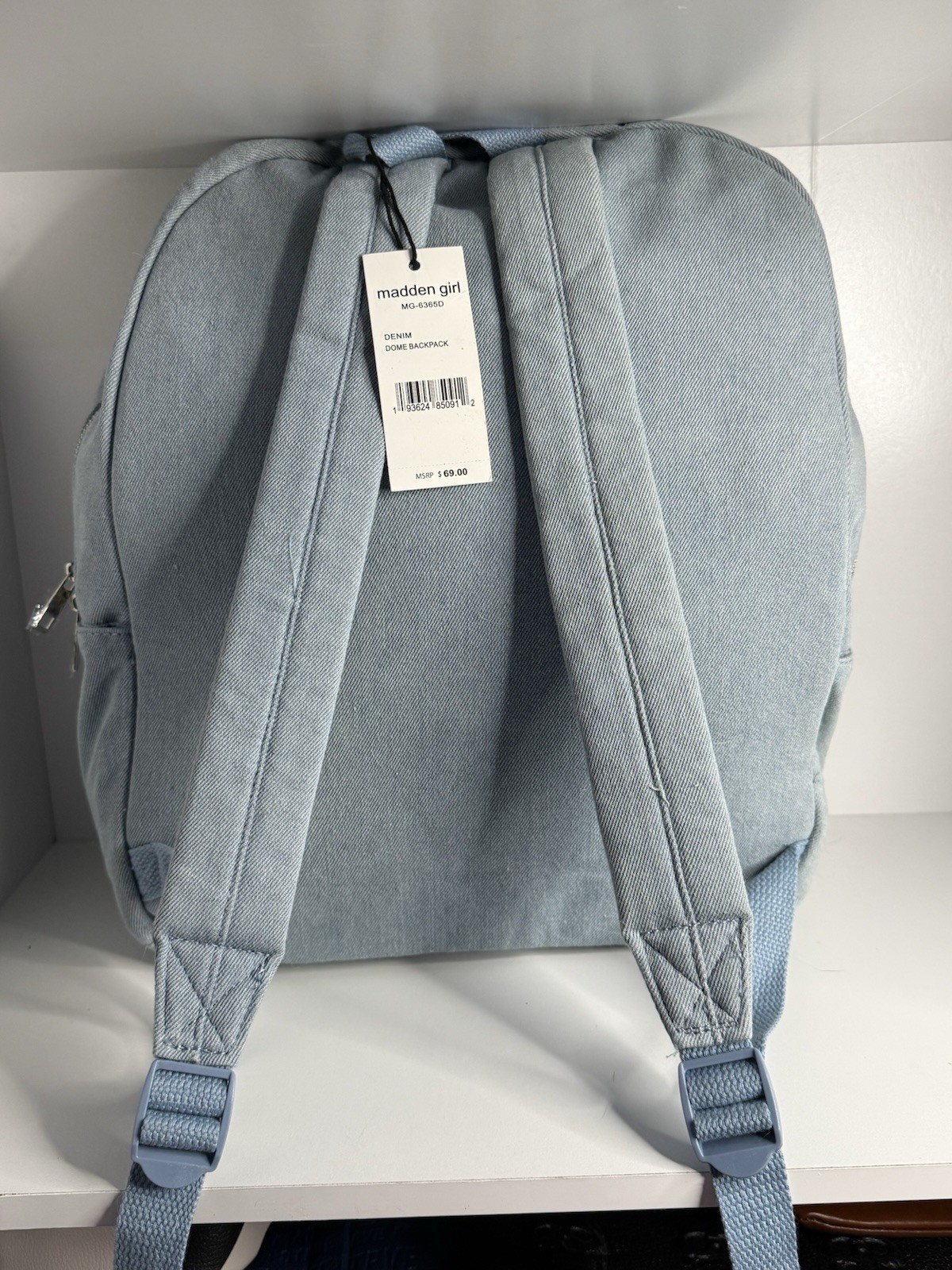 Madden Girl Blue Dome Backpack Zip, Magnetic Closure, Outer Pockets, Strap