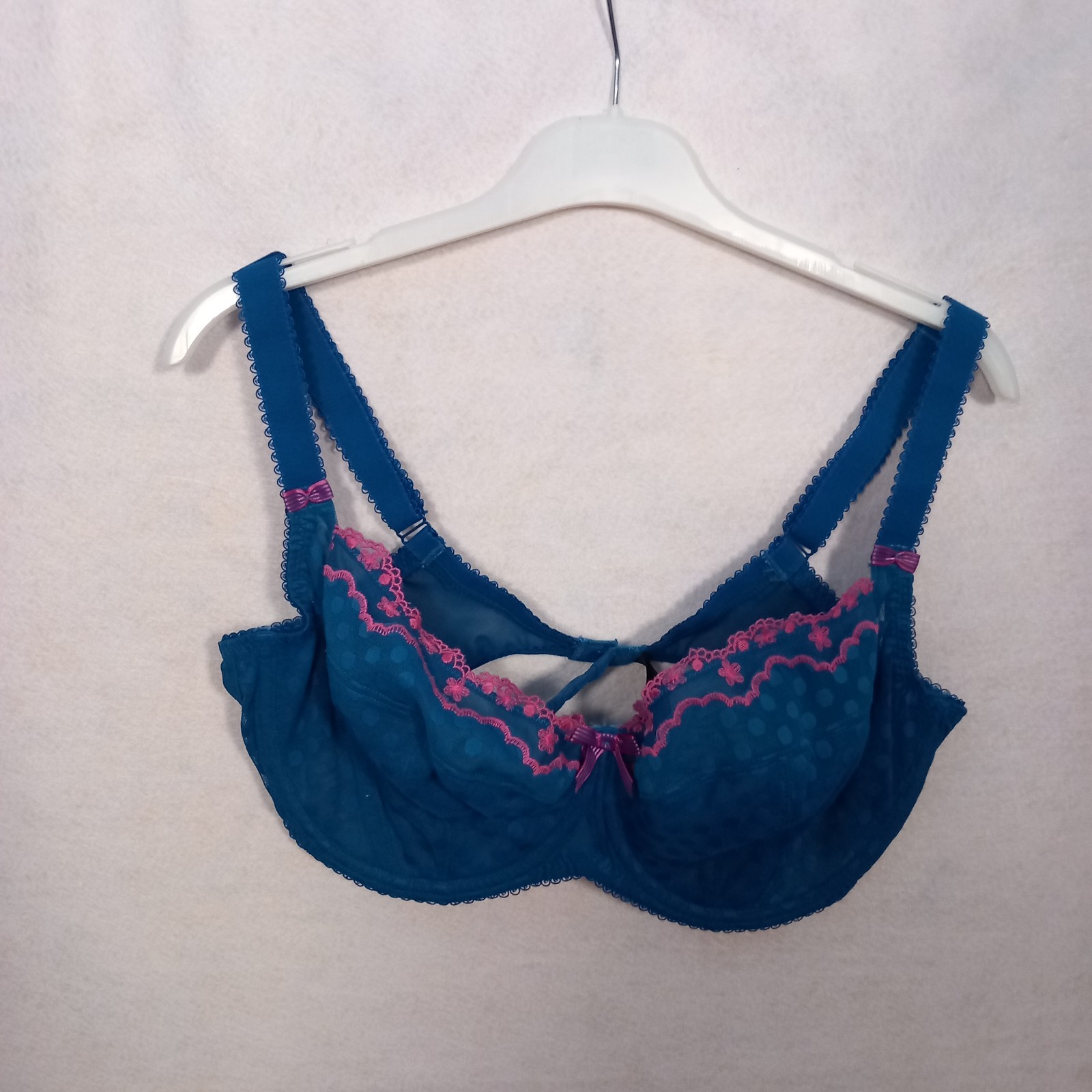Debenhams Blue Pink Bra Women’s underwired Lacy Bra UK Size 38FF