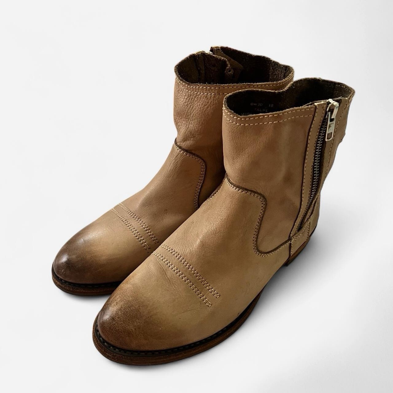 Blackstone Taupe Leather Ankle Boots Size 8