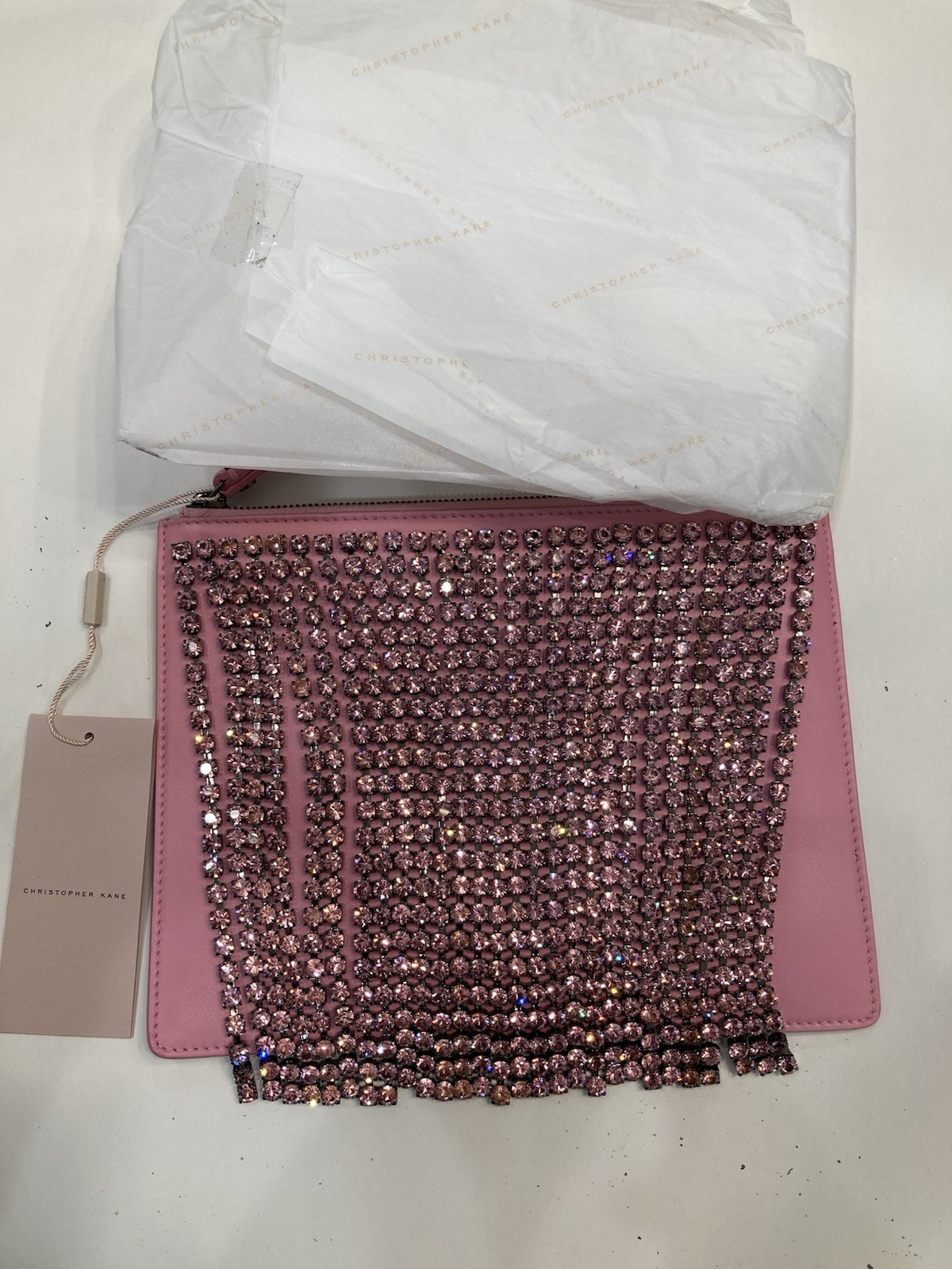 Christopher Kane CUP Chain Fringe Clutch Pink