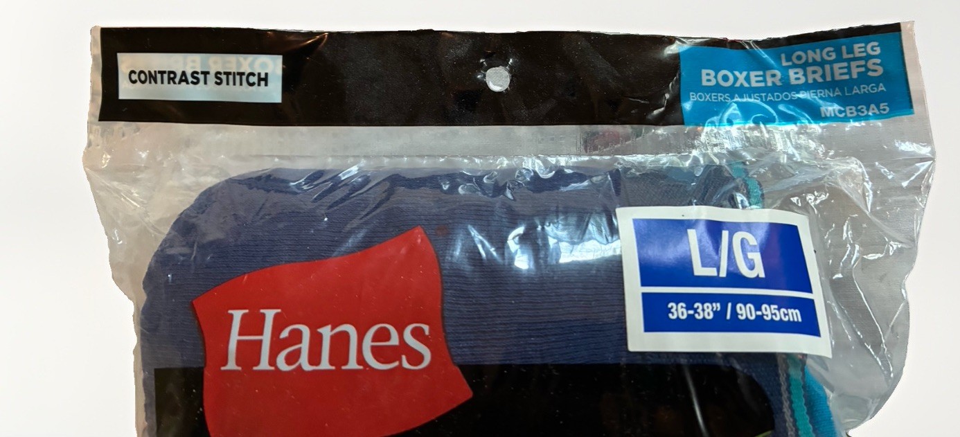 Hanes Men’s Tagless Long Leg Boxer Briefs LARGE (Quantity: 5)