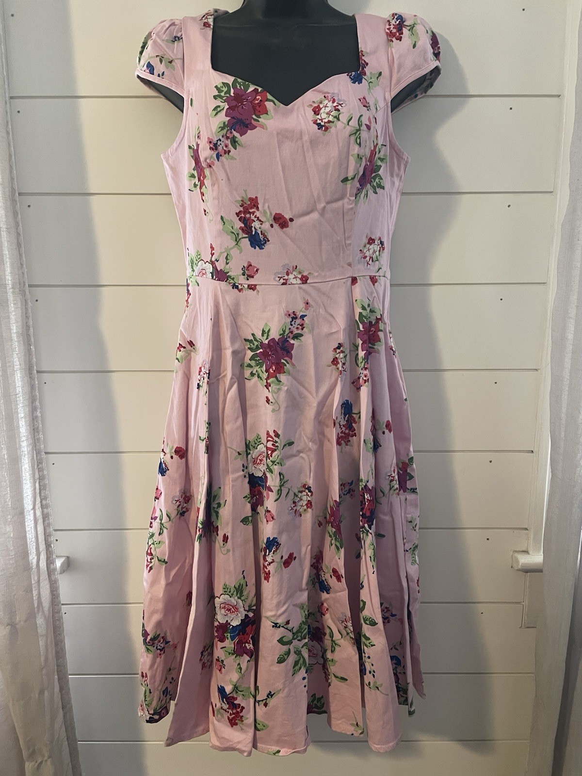 Hearts & Roses London Rockabilly Floral Swing Dress Size 12 Retro Pin Up