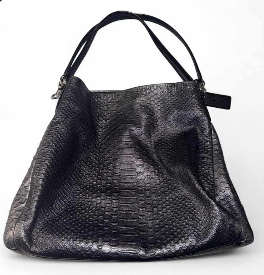Coach Madison Phoebe Shoulder Bag in Metallic Snake-Embossed Leather
