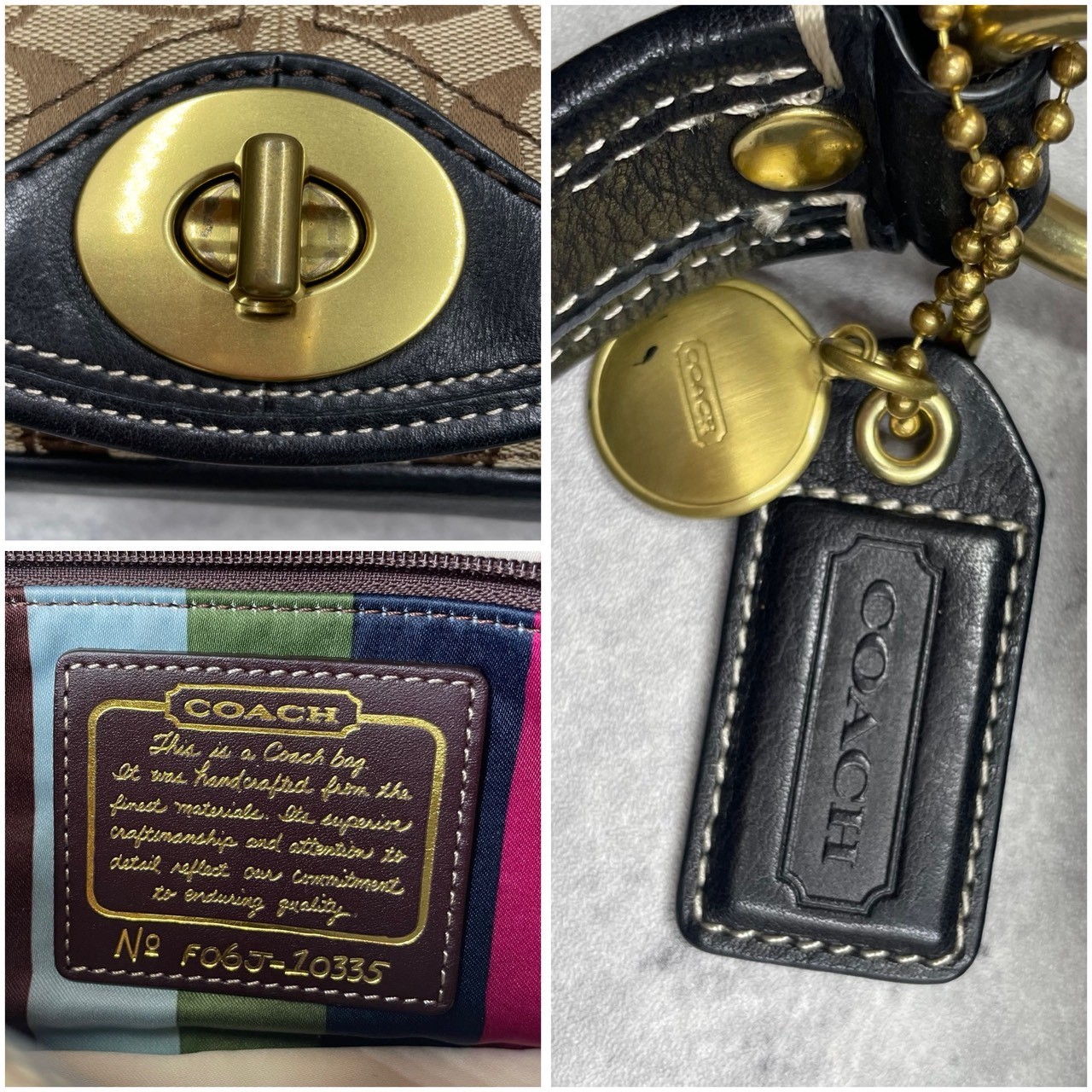 Coach 10335 Legacy Shoulder Bag Turnlock Signature Used Authentic Vintage Black
