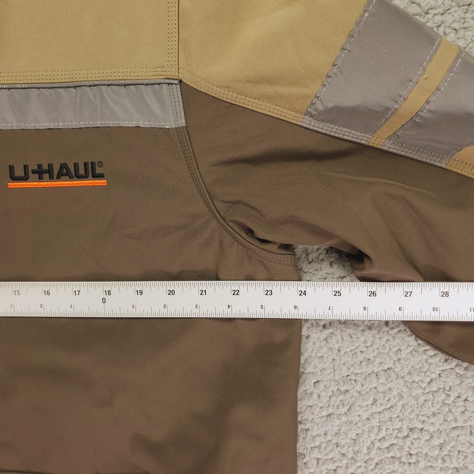 U-HAUL Jacket Mens XL Beige Brown Reflective Full Zip Softshell Workwear