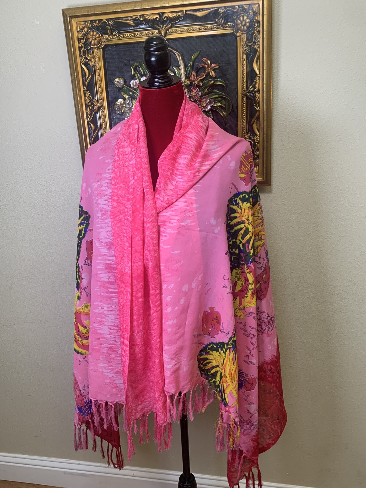 Large 180 *110 m . 100 % GEORGETTE Pink Pattern Scarf And ShawL