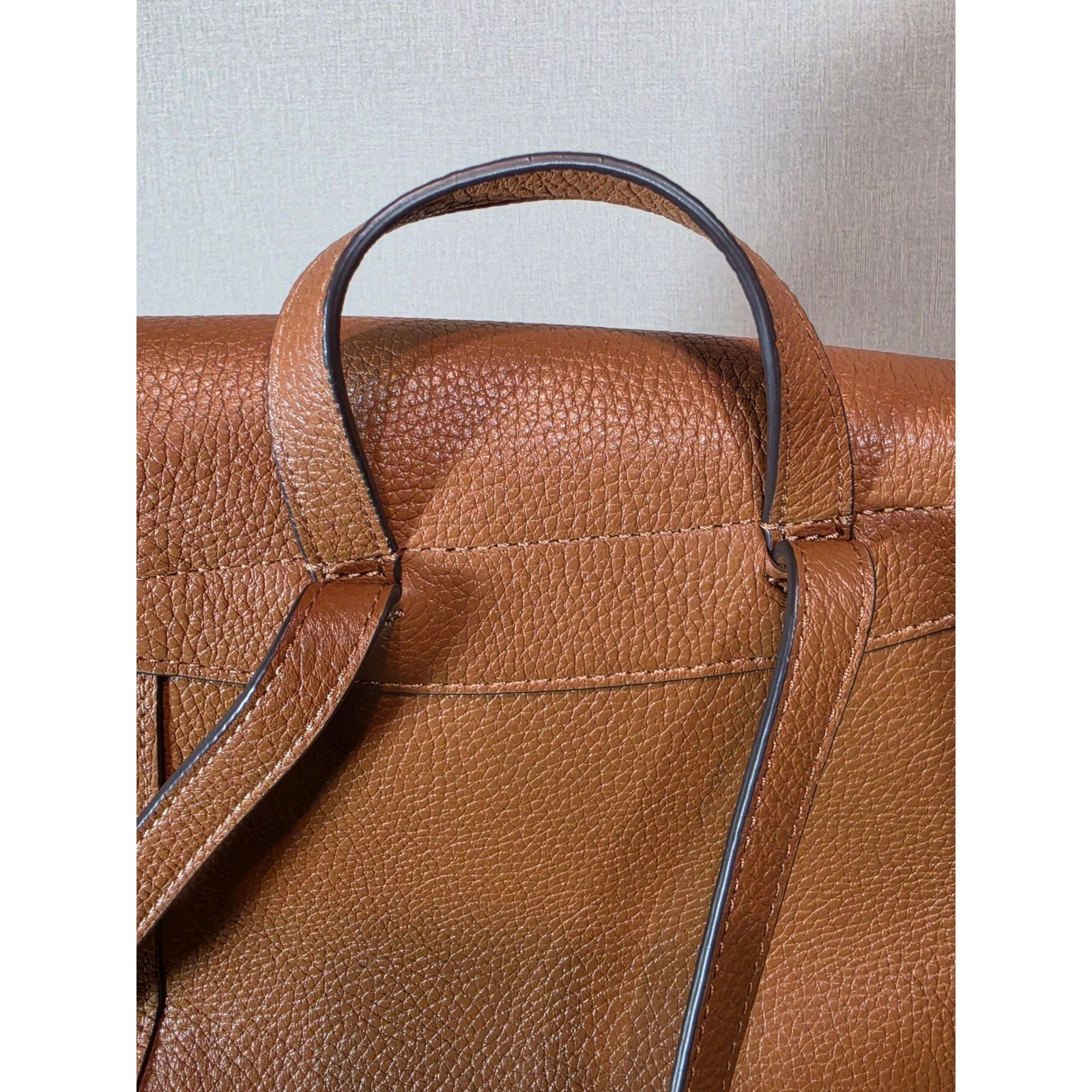 Kate Spade New York Pebbled Leather Backpack Brown Drawstring Magnetic Flap Bag