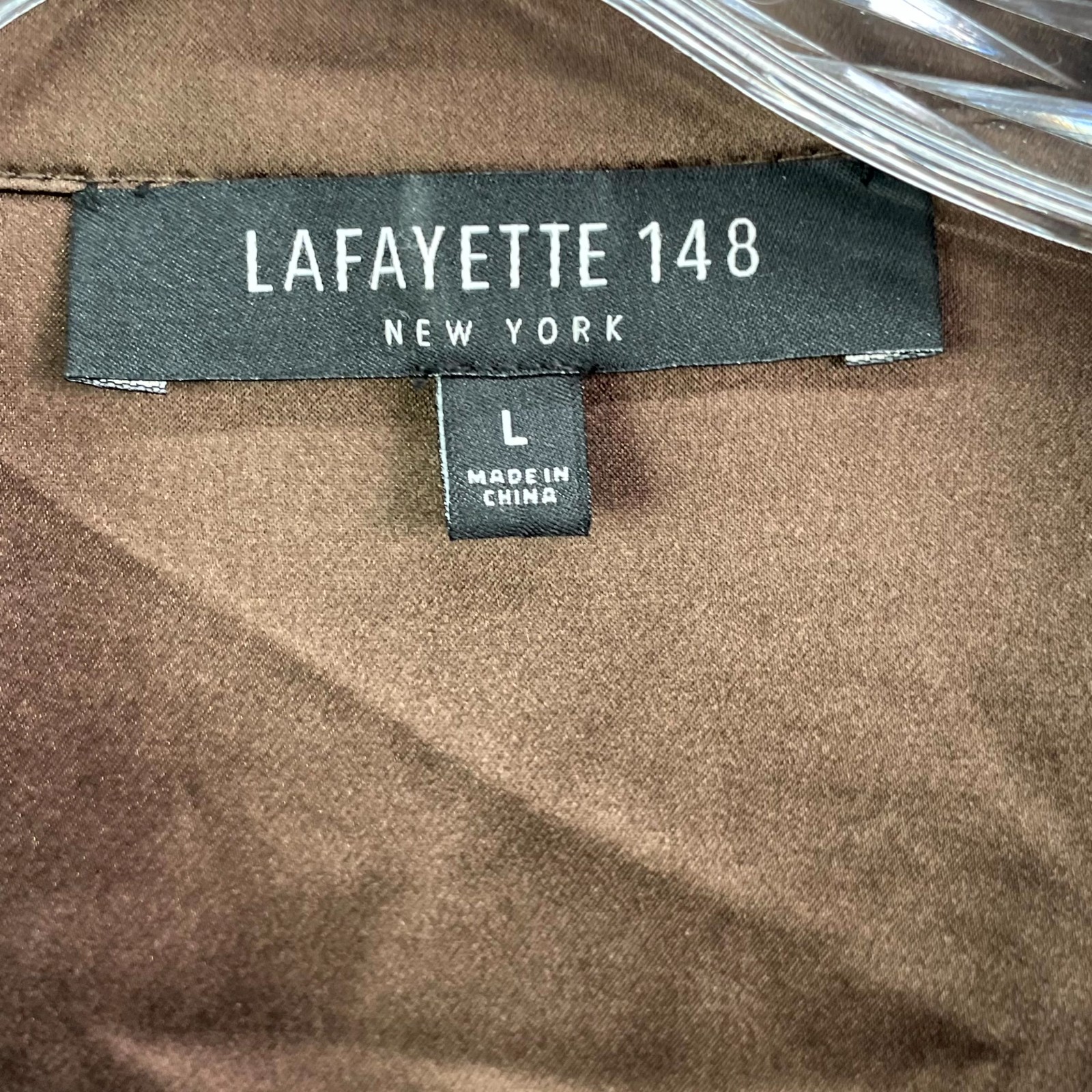 Lafayette 148 New York Tunic Blouse Top Womens Large Brown Silk Classic Academia