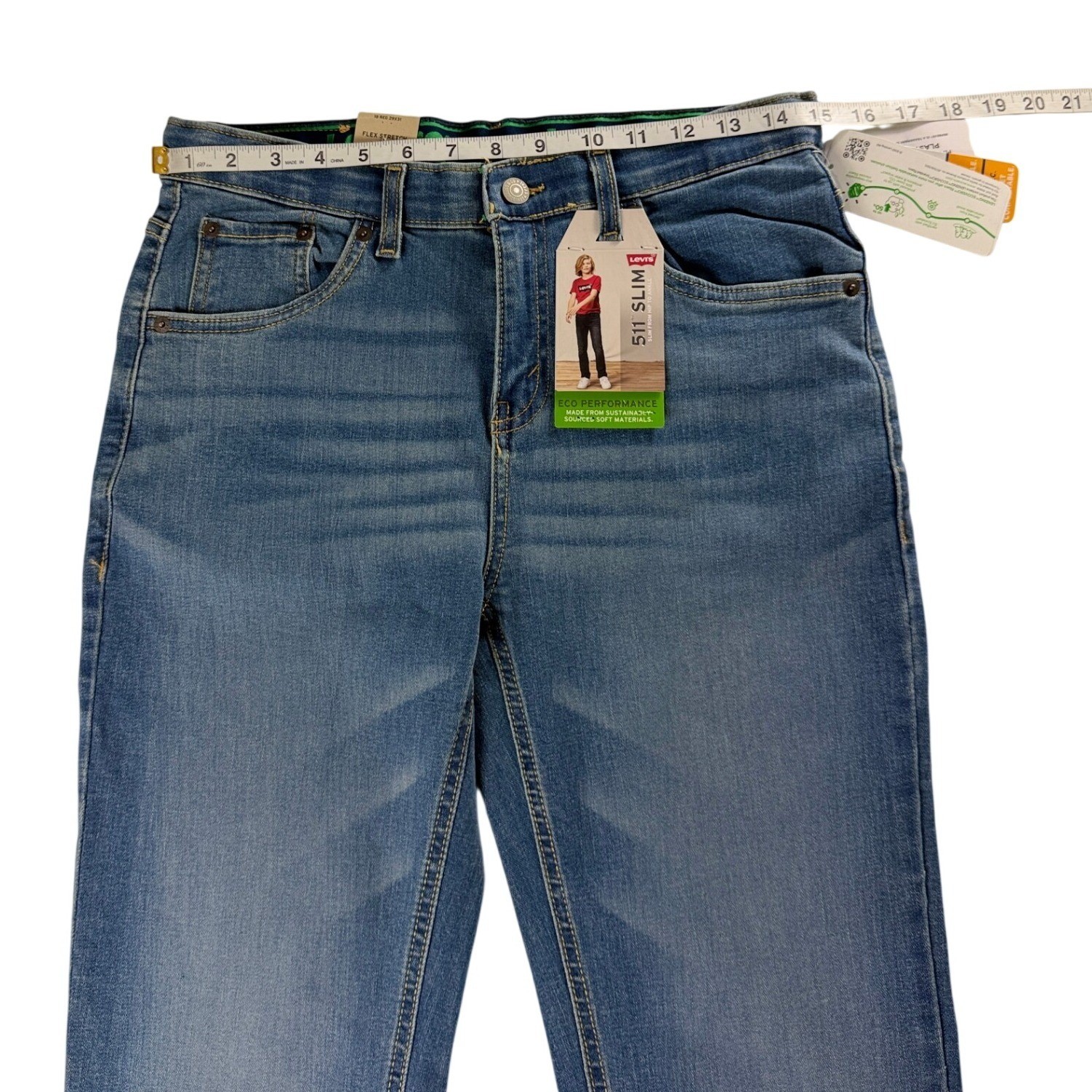 Levis 511 Slim Eco Performance Boys Jeans Size 18 Reg 29×31 Adjustable Waist NWT