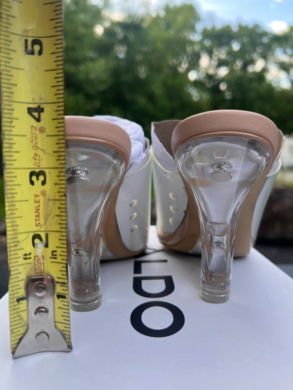 ALDO Clear Sculpted Heel Mule Sandals Transparent Strap Dress Heels New in Box