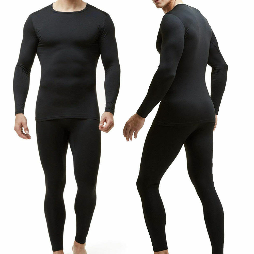 Winter Men Ski Fleece Thermal Long Johns Underwear Set Base Layer Top & Bottom