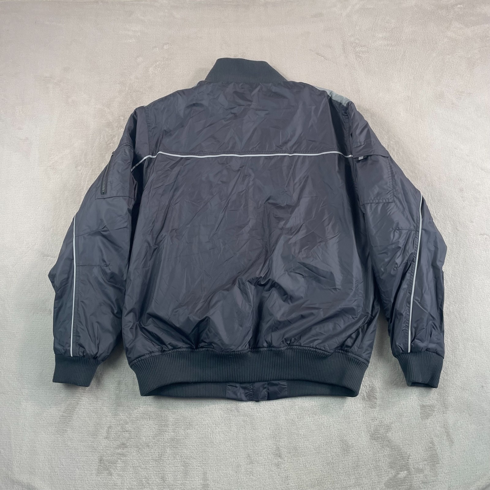 Mercedes Benz Drivers Bomber Jacket Men XL Dark Grey Full Zip Logo NWT $395
