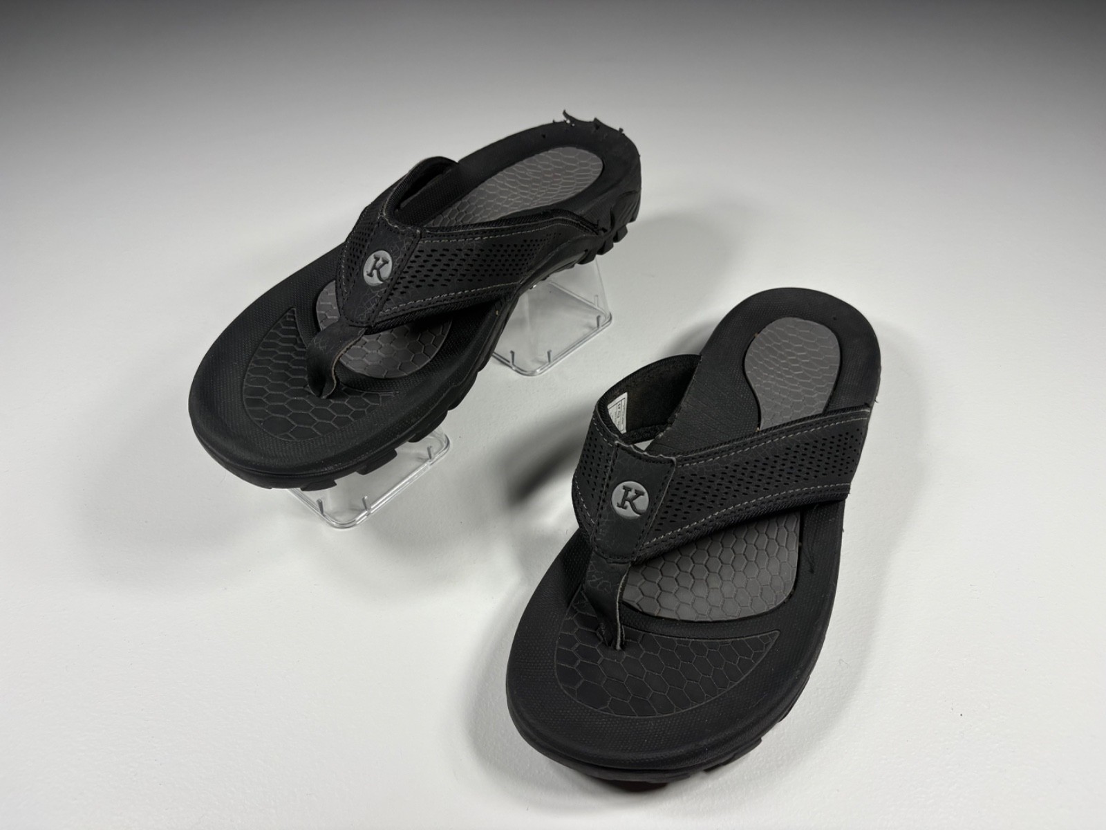 Kaiback Flip Flops Adult Unisex M10 W11 Black Arch Support Trail Comfort Beach