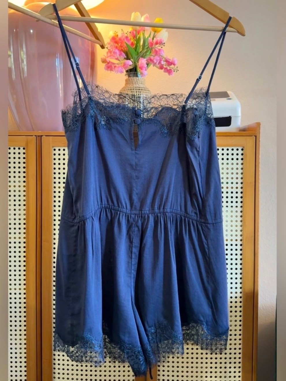 Reformation Elodie Romper In Navy, New Without Tags, Never Worn, No Flaws.