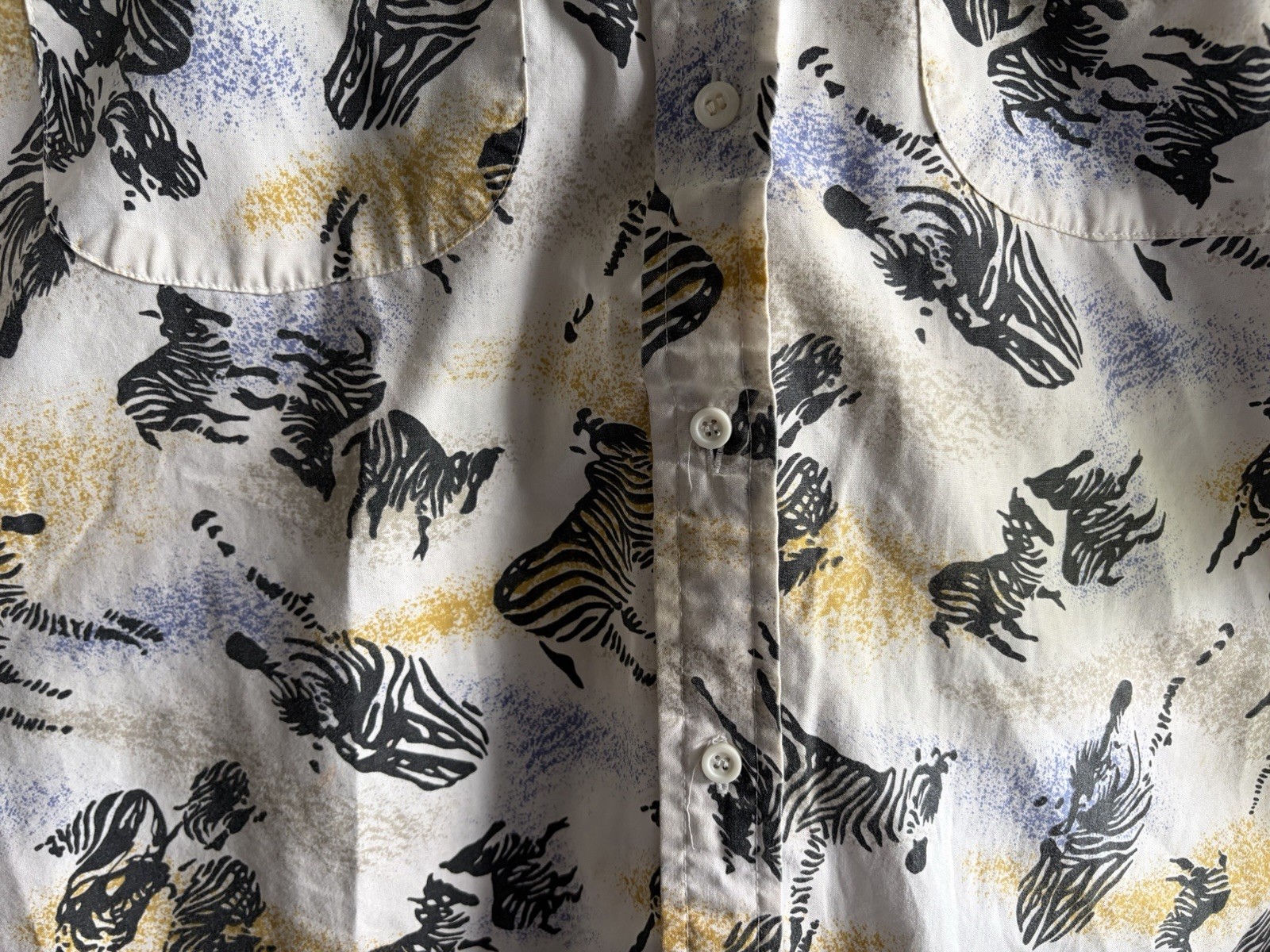 Vintage 80s 90s Diane Von Furstenberg Zebra Shirt Large DVF Safari Button Up SS