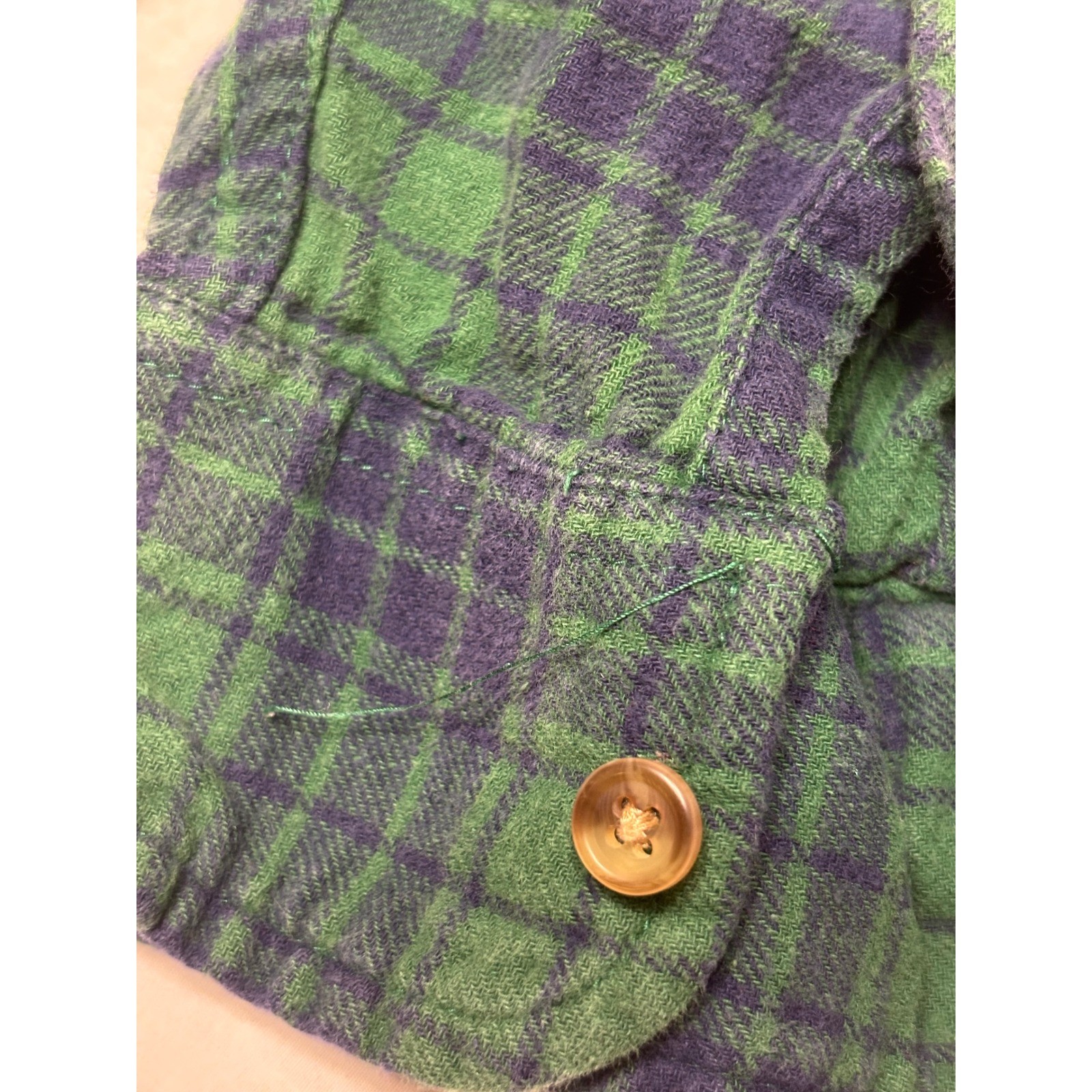 Chaps Mens XXL Brushed Flannel Shirt Green Navy Blue Plaid Long Sleeve Cotton