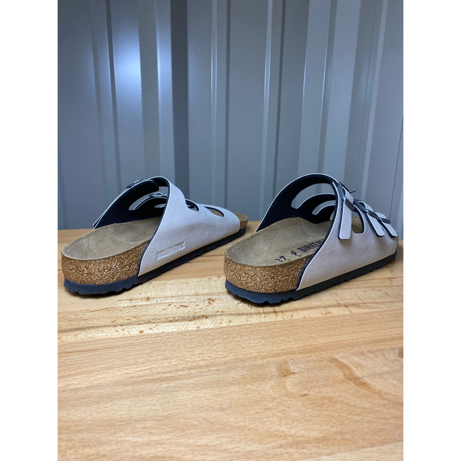 Birkenstock Florida Sandals Size 37/Women’s 6 Grey Leather New!