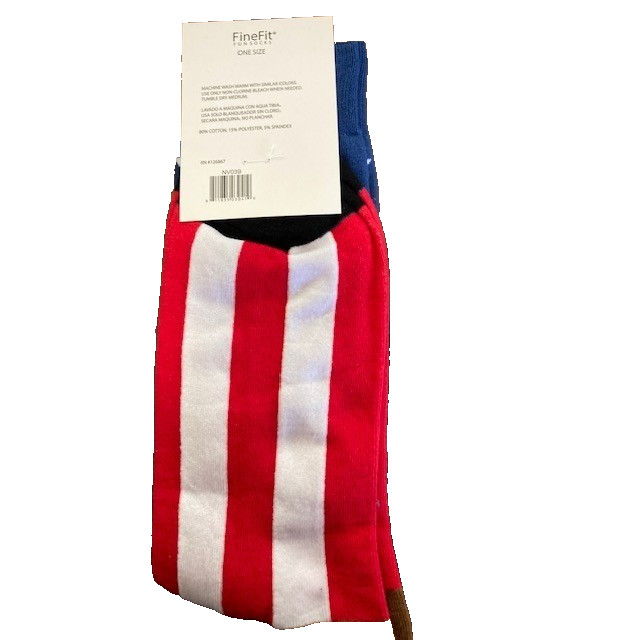 FineFit Fun Socks Mens One Size American Flag Eagle Stars Stripes Patriotic