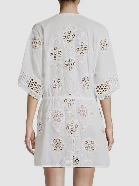 $285 Ramy Brook Women’s White Delphine Dress Swim Cover Up Size M/L