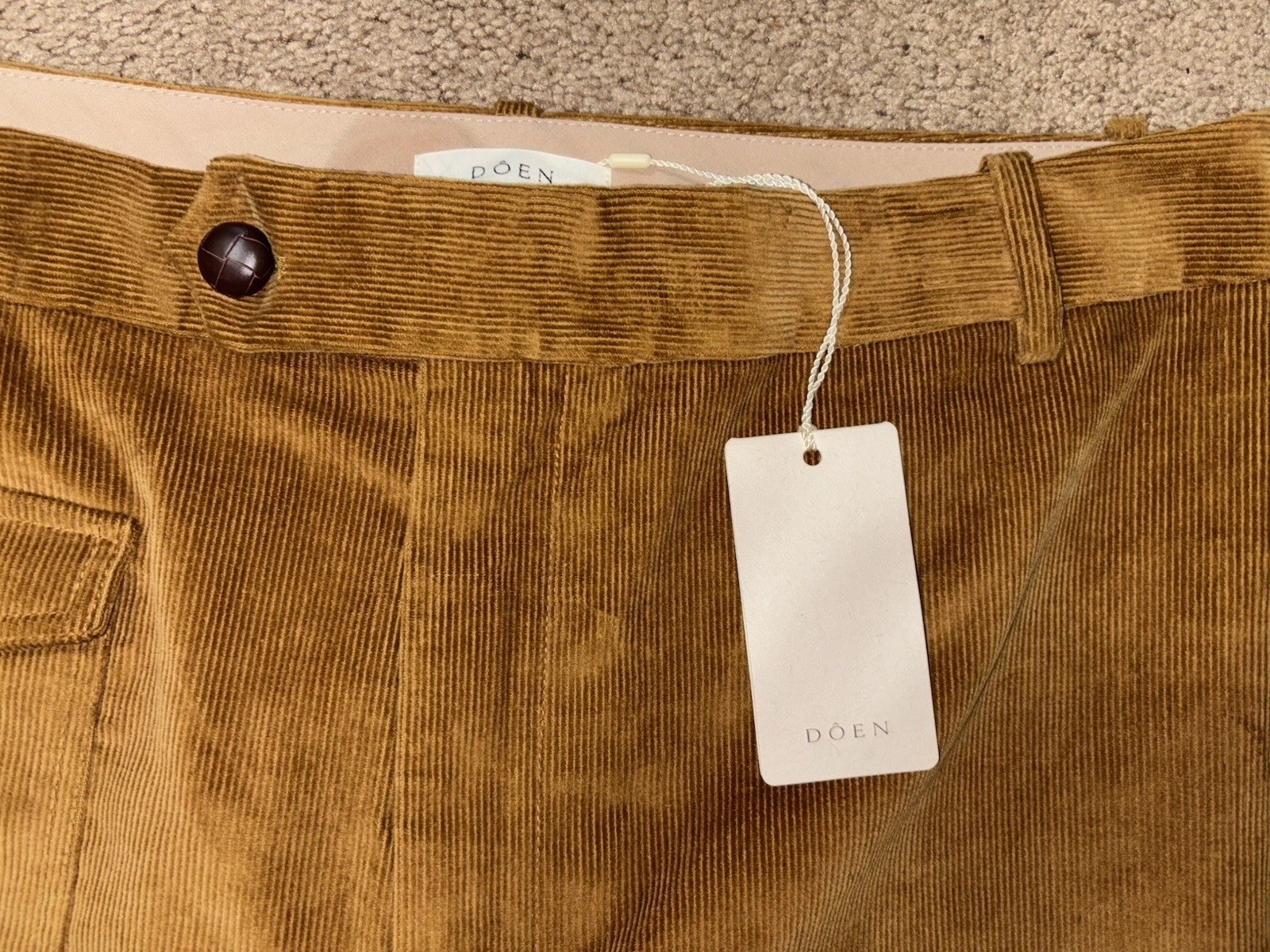 DÔEN Women’s Brown Corduroy Straight Ankle Pants High Rise Pockets Size 14