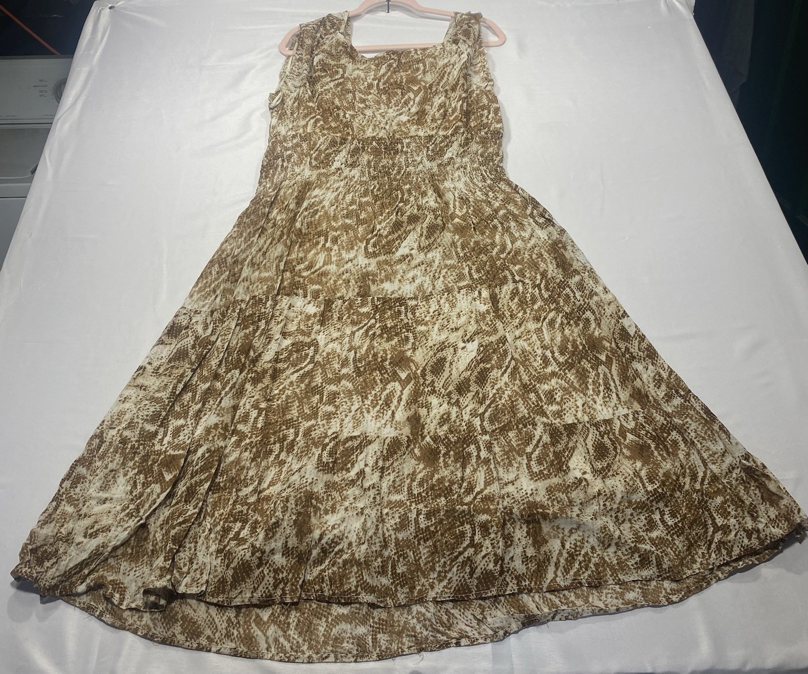 Millenium XL Brown Snakeskin Print Sleeveless Faux Wrap Maxi Dress Boho