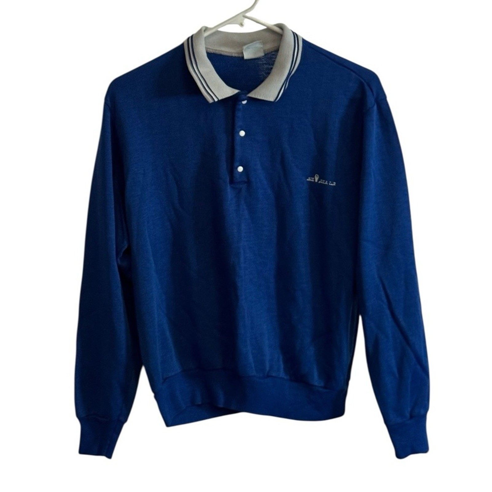 VTG Game Breaker Sweatshirt Blue Collared Large Workout Gym Exercise Walk READ