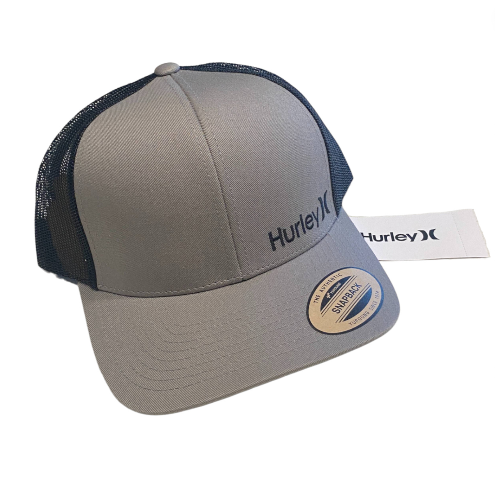 Hurley Light Gray/Black Corp Staple Trucker Meshback Snapback Hat – NWT