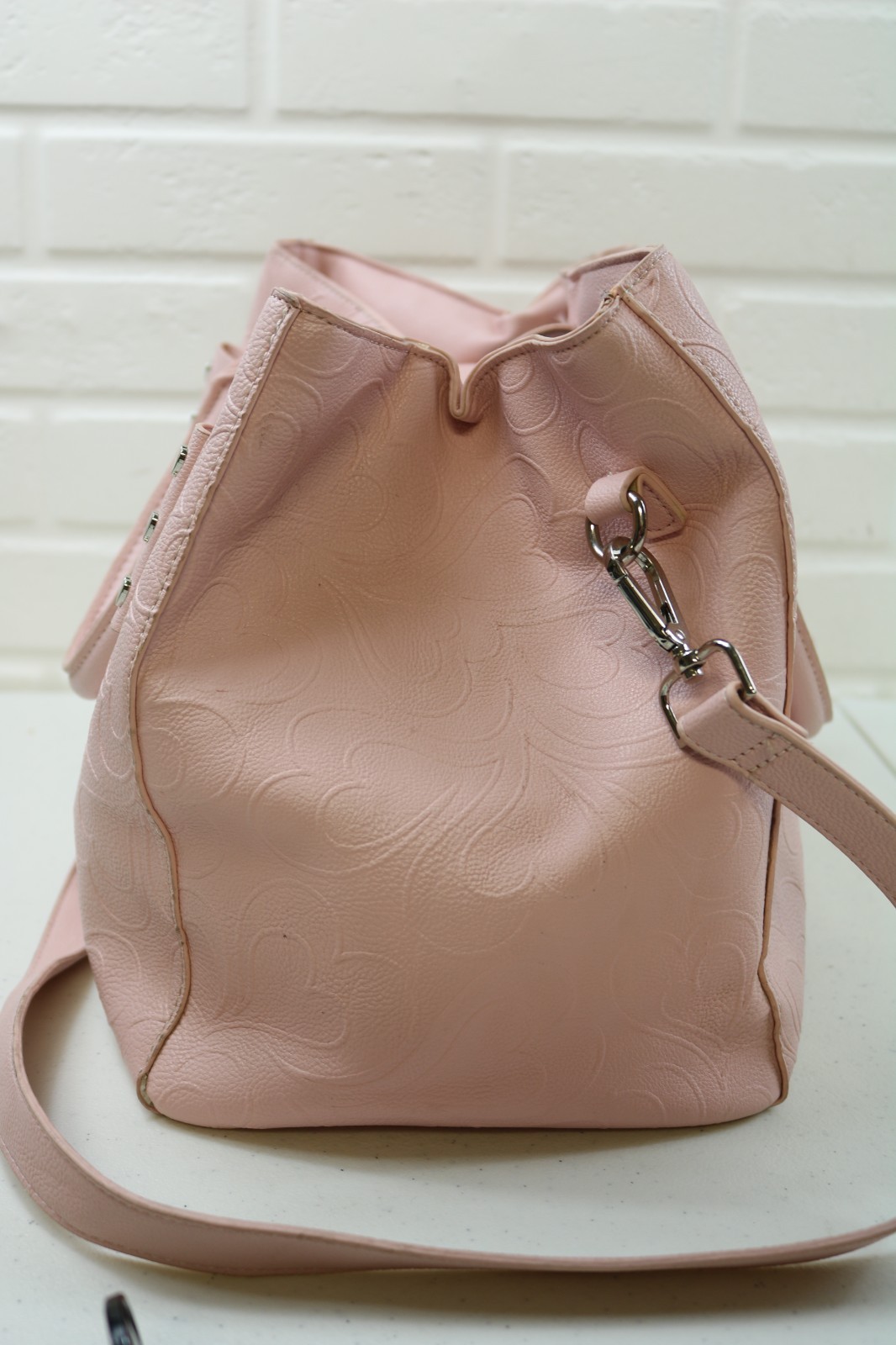 Betsey Johnson XO Mona Blush Heart Studded Handbag Crossbody