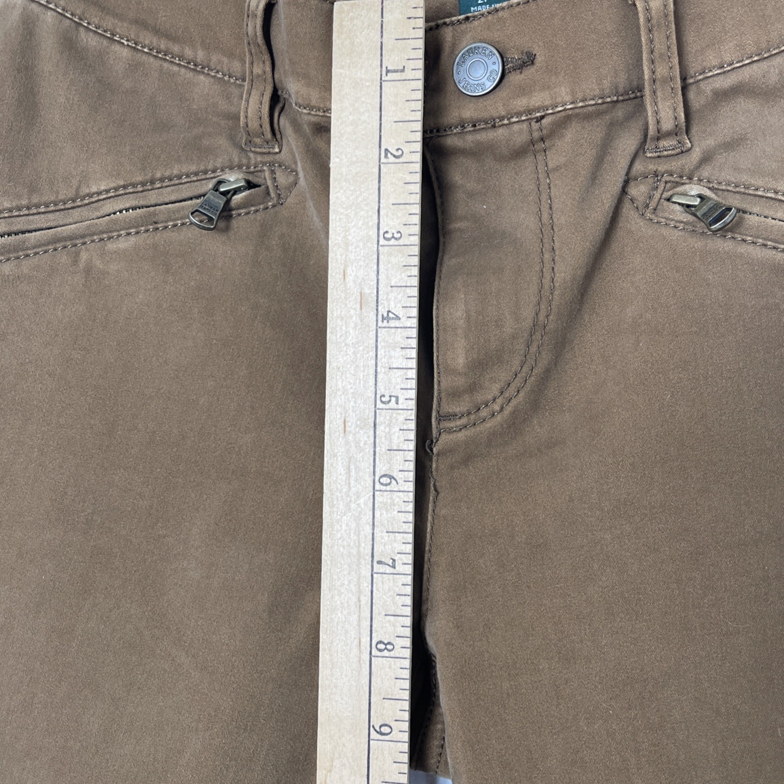 Lauren Jeans Co Ralph Lauren Brown Skinny Moto Pants Womens 2P Altered Waist Y2K