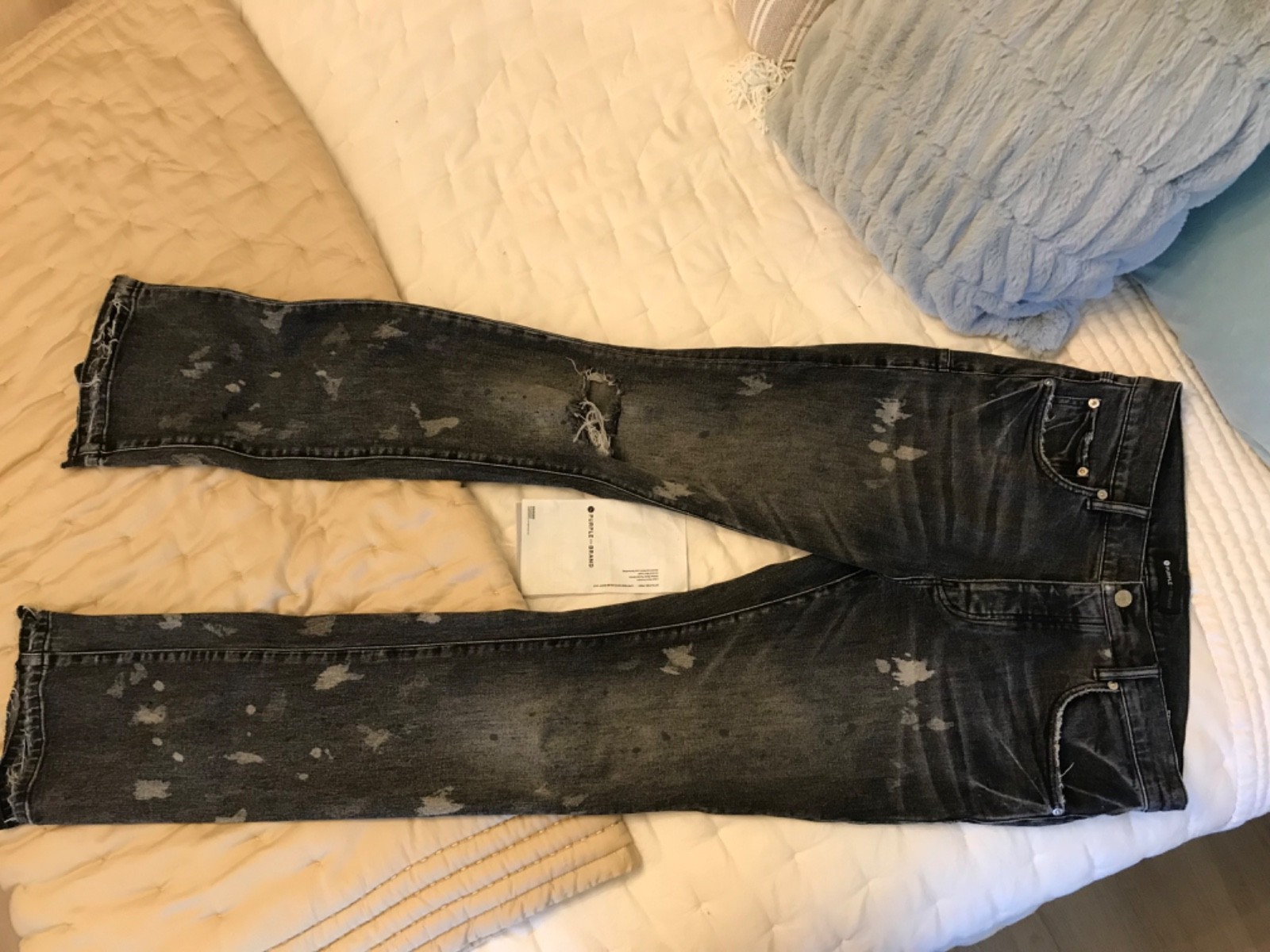 Purple Brand Jeans P004 Boot Cut men’s size 34 Black Distressed Denim nice clean