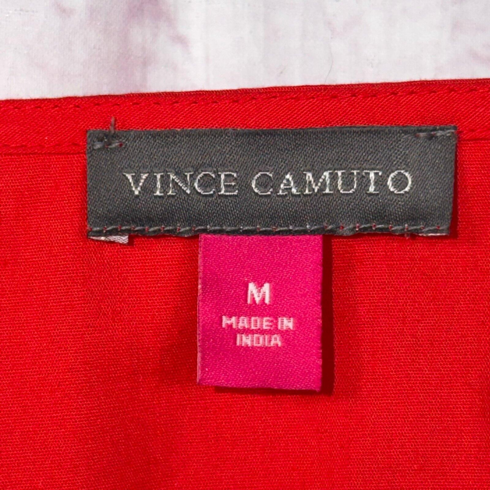 Vince Camuto Red Puff Sleeve Square Neck Blouse Top Size Medium