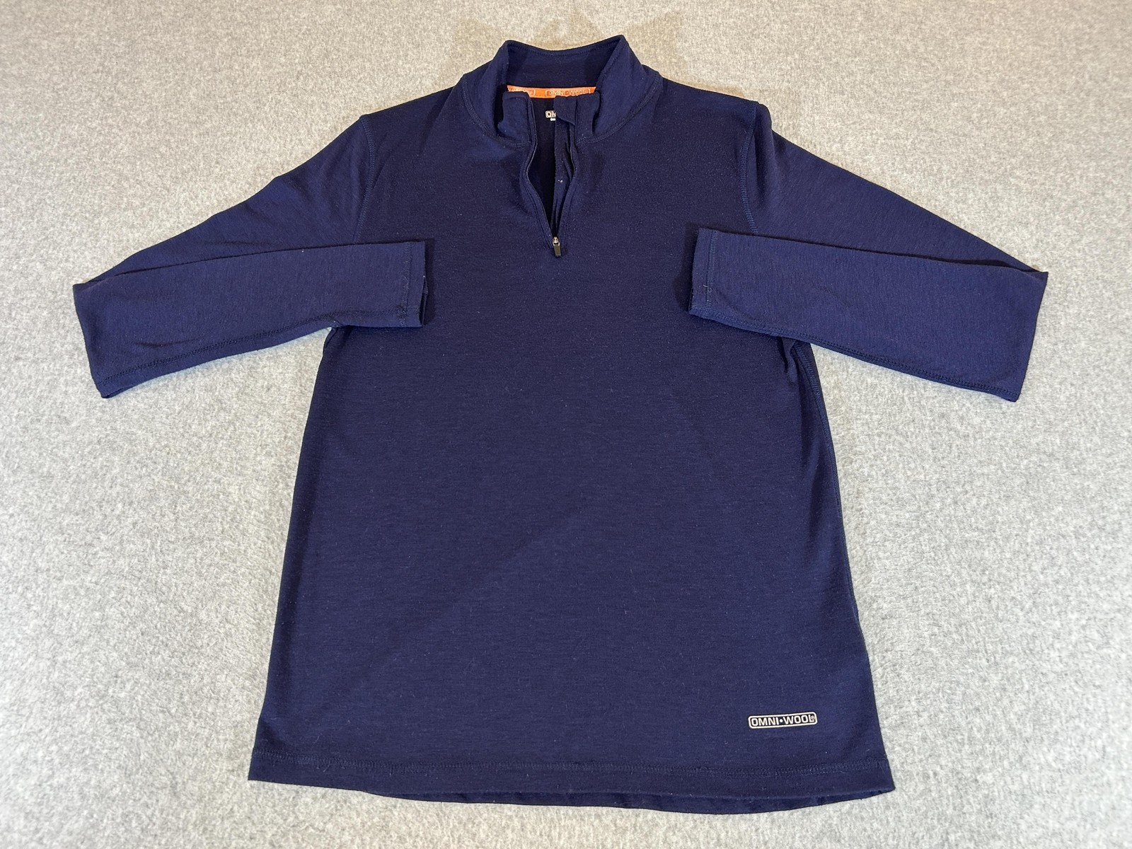 Omni Wool Shirt Mens Medium Blue 1/4 Zip Pullover Long Sleeve Base Layer Thermal